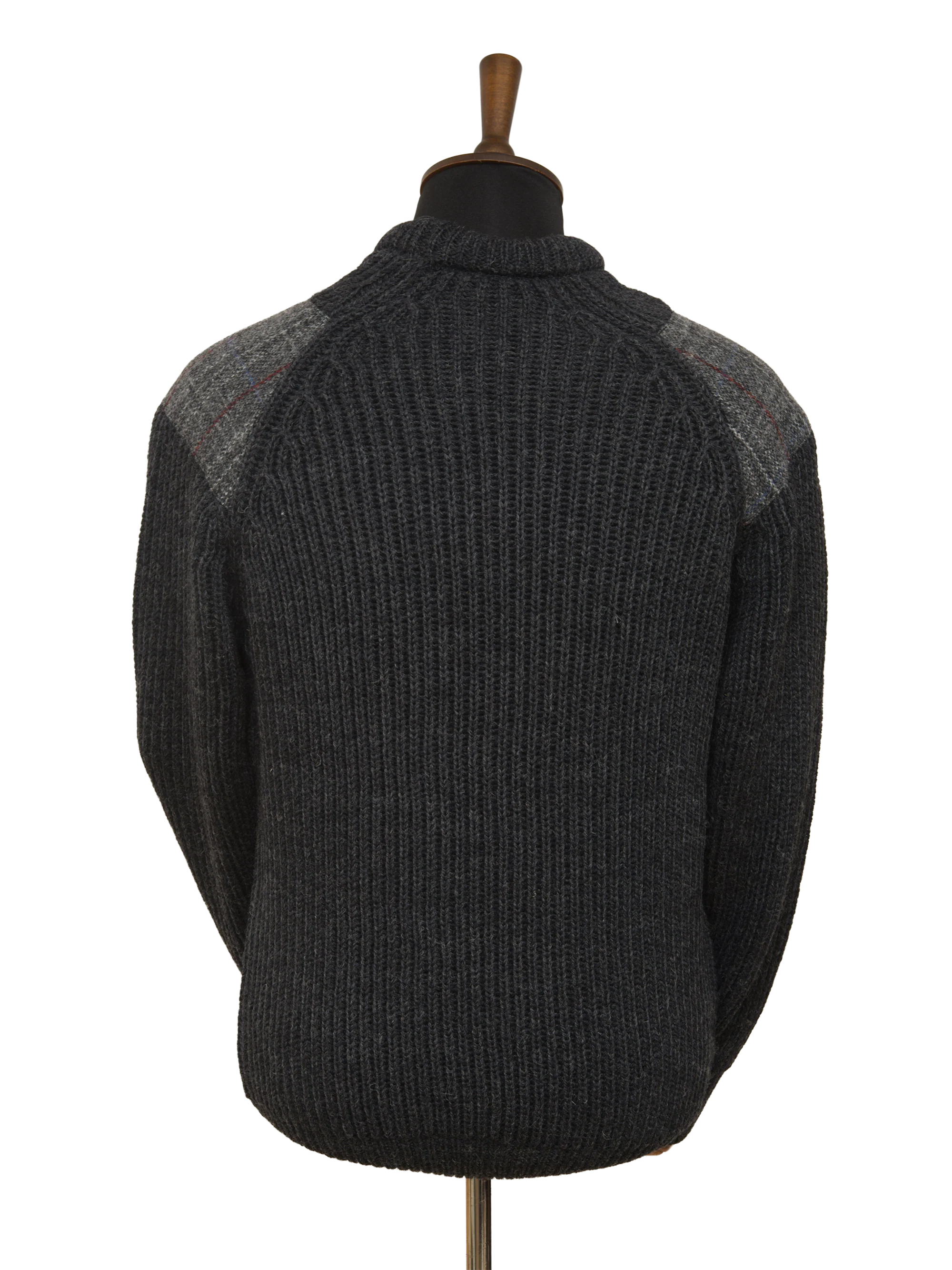 Gamekeeper Chunky Crew Neck Jumper - Charcoal (Grey Check) - Image 3