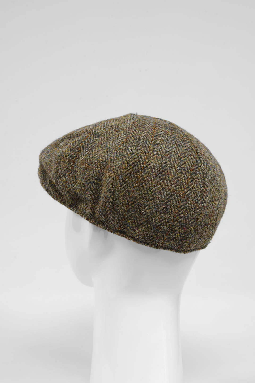 Harris Tweed 8 Piece Flat Cap - Brown HB w/Overcheck (HH) - Image 5