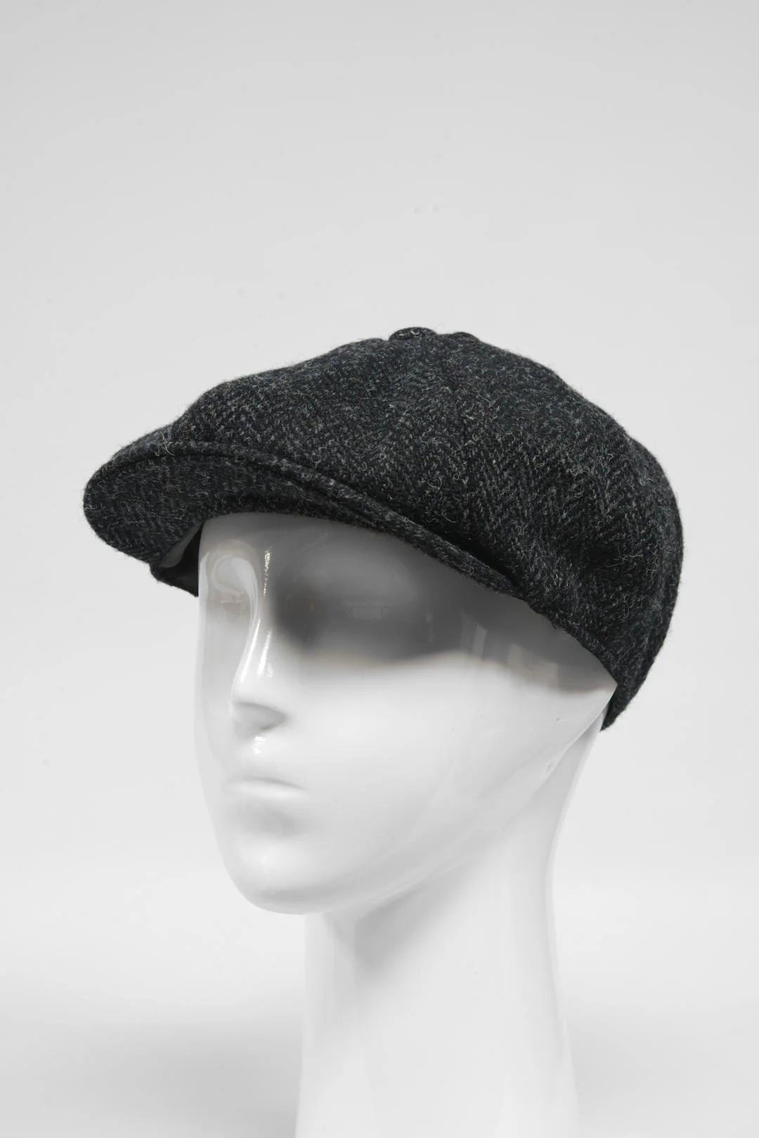 Harris Tweed 8 Piece Flat Cap - Dark Charcoal Herringbone (HH) - Image 3