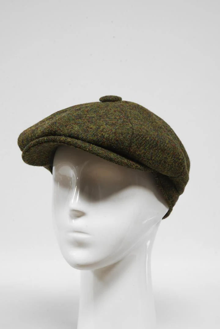 Harris Tweed 8 Piece Flat Cap - Woodland Green (HW) - Image 3