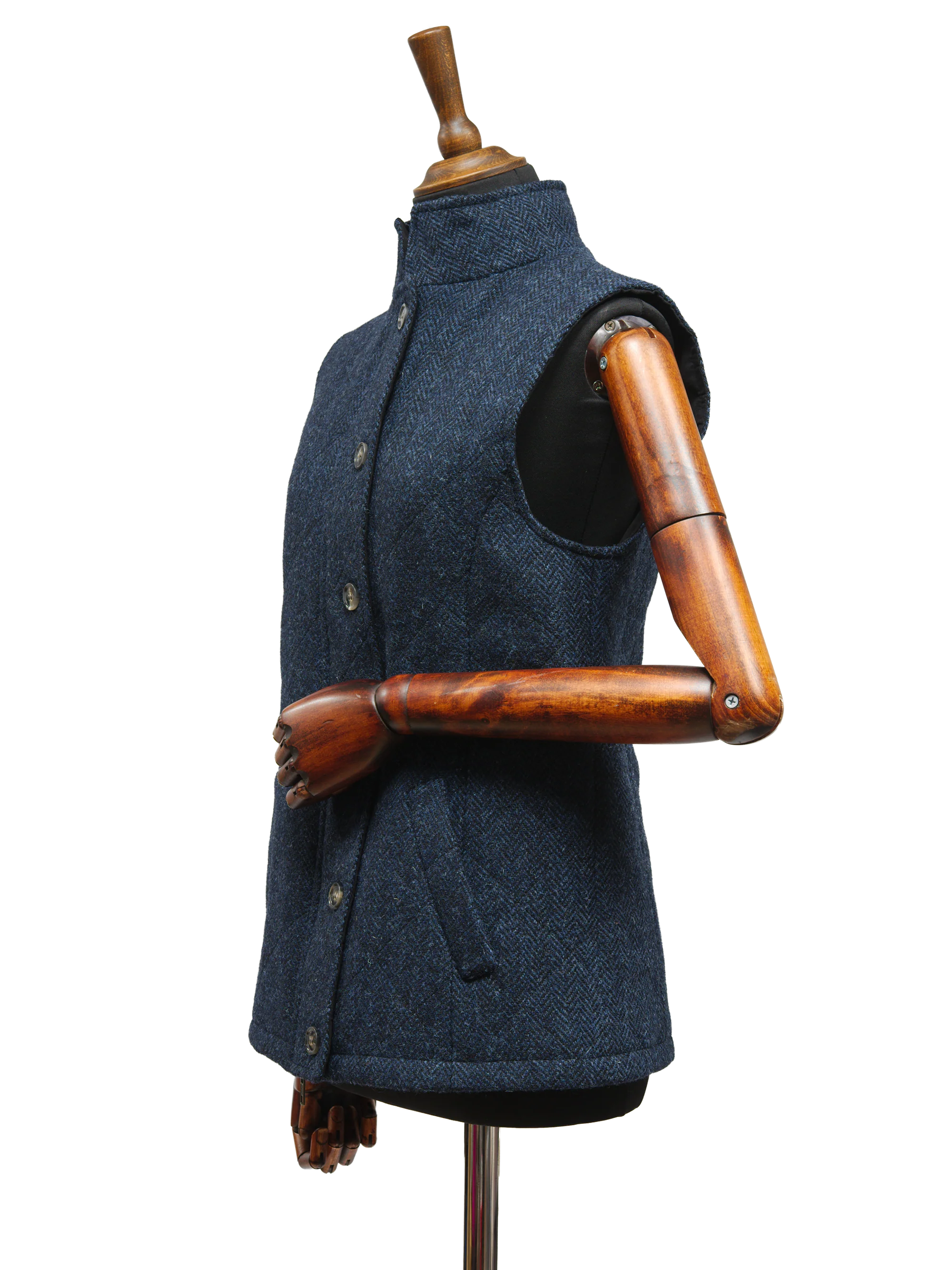 Harris Tweed Andi Gilet - Navy Herringbone - Image 3