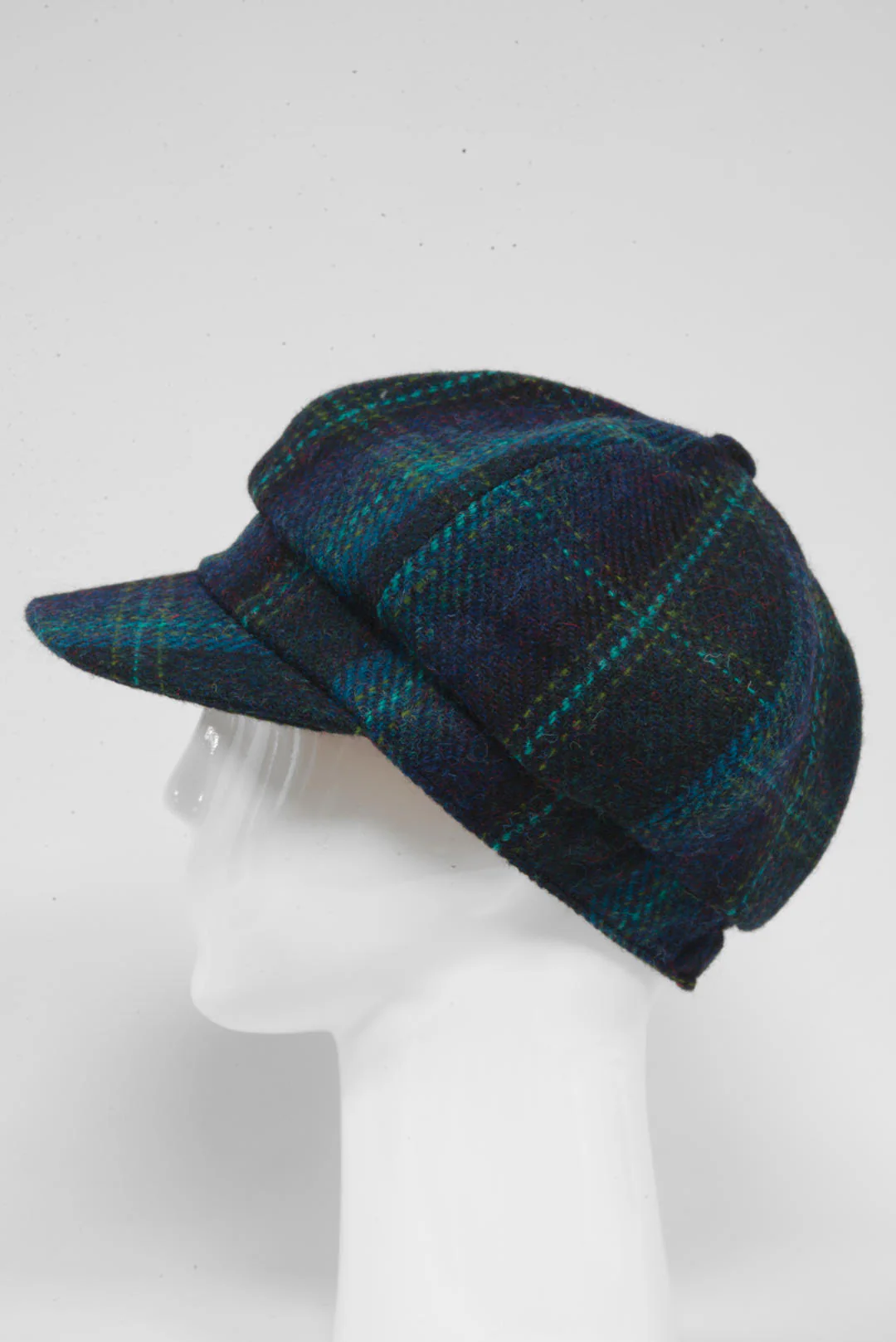 Harris Tweed Baker Boy Hat - Blue w/ Turquoise OC (GA) - Image 5