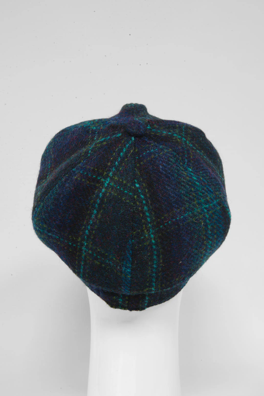 Harris Tweed Baker Boy Hat - Blue w/ Turquoise OC (GA) - Image 6