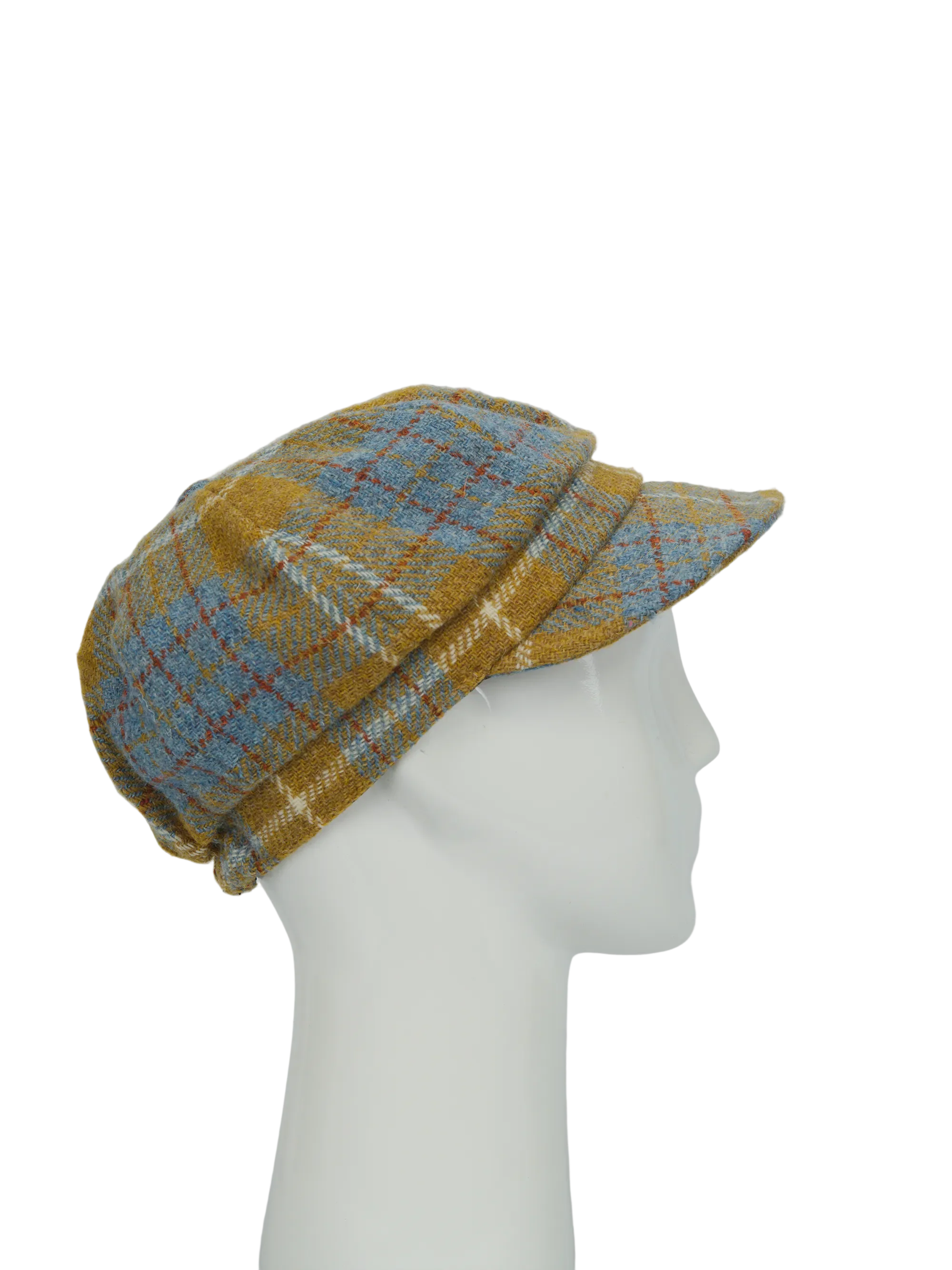 Harris Tweed Baker Boy Hat Mustard Check (HH)
