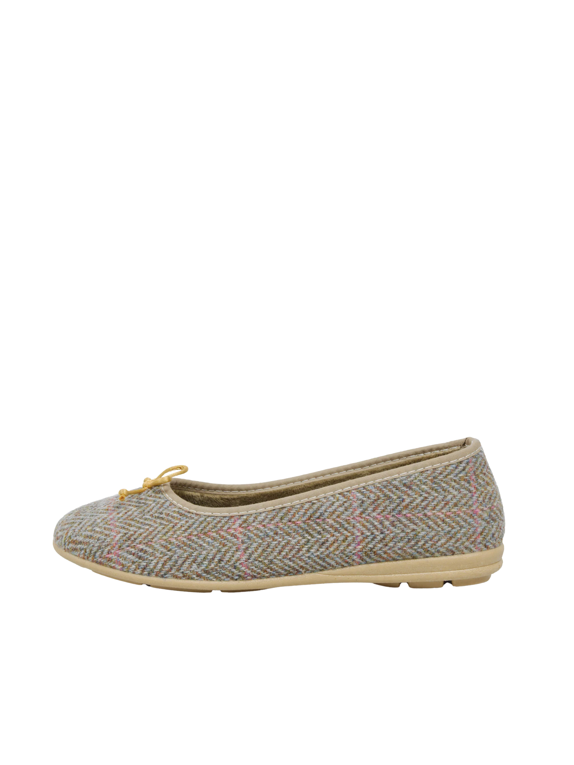 Harris Tweed Ballerina Pumps - Pink Check - Image 2