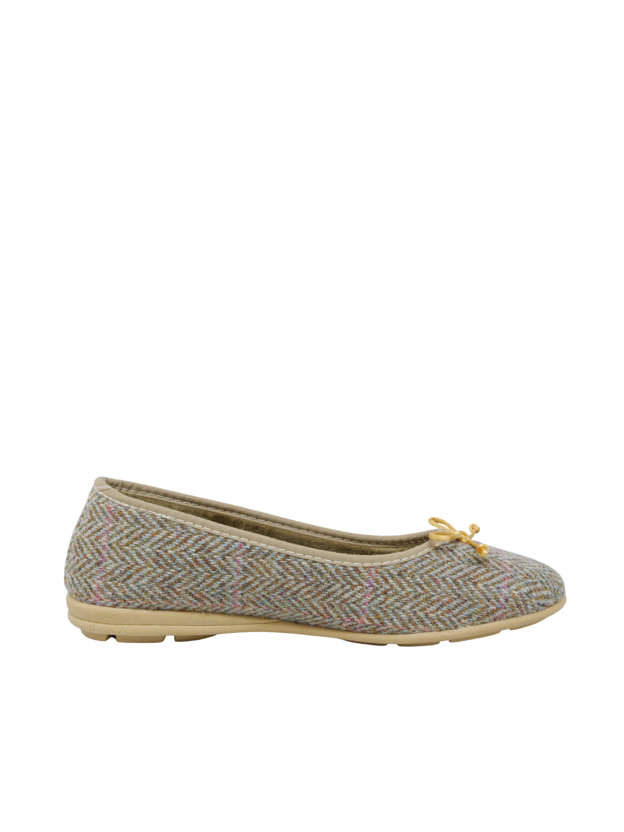 Harris Tweed Ballerina Pumps - Pink Check - Image 5