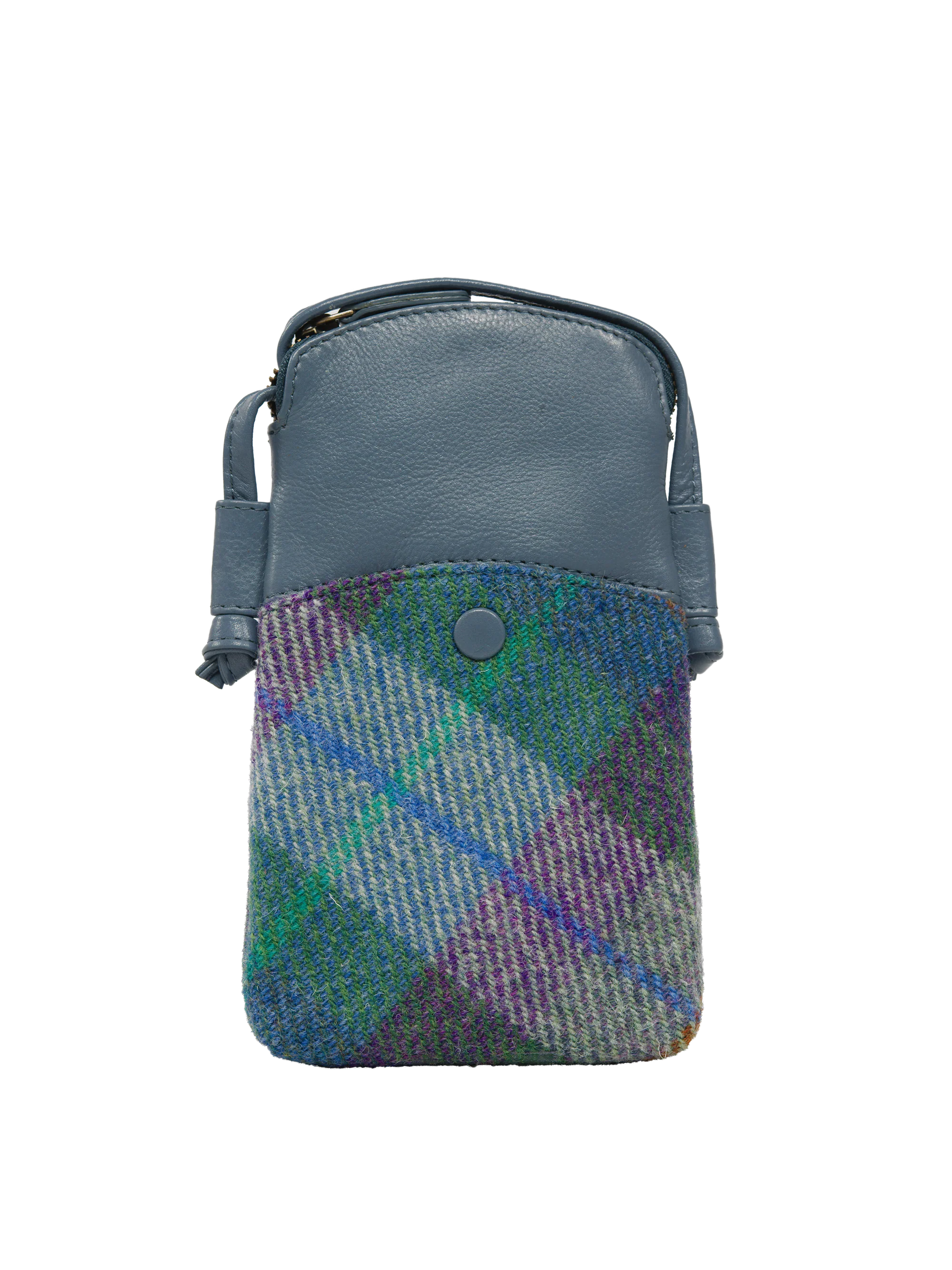 Harris Tweed Barvas Bag - A0173 (Blue Leather) - Image 3