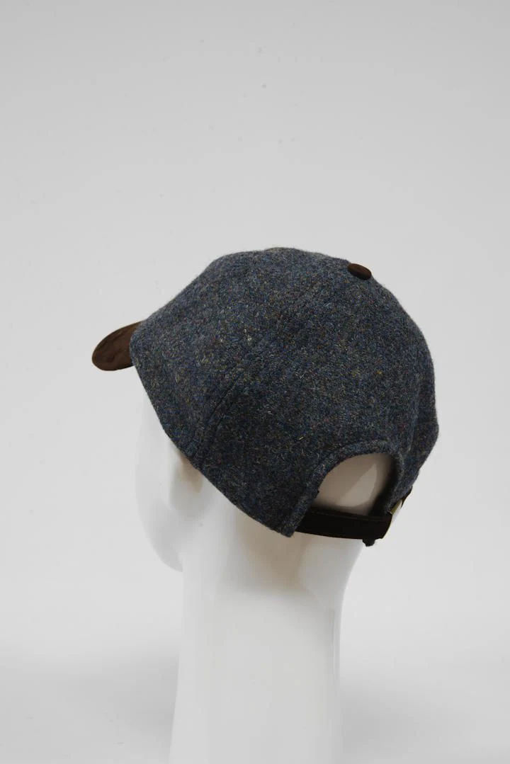 Harris Tweed Baseball Cap - Blue Grey Mix (HW) - Image 5