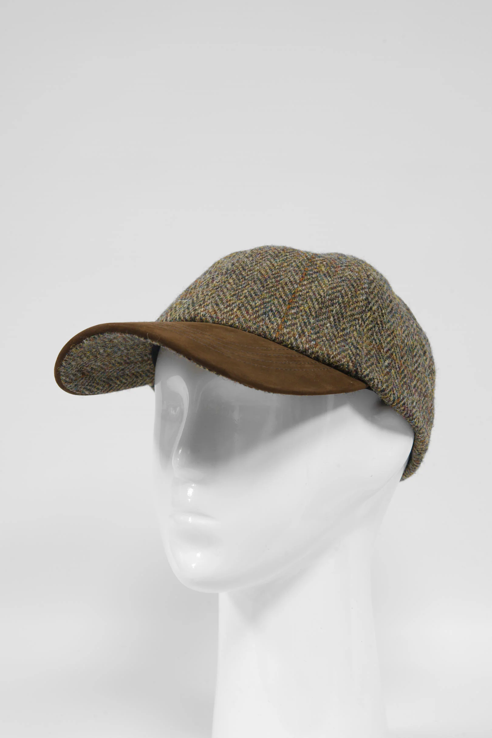 Harris Tweed Baseball Cap - Brown/Green Mix Herringbone (HH) - Image 4