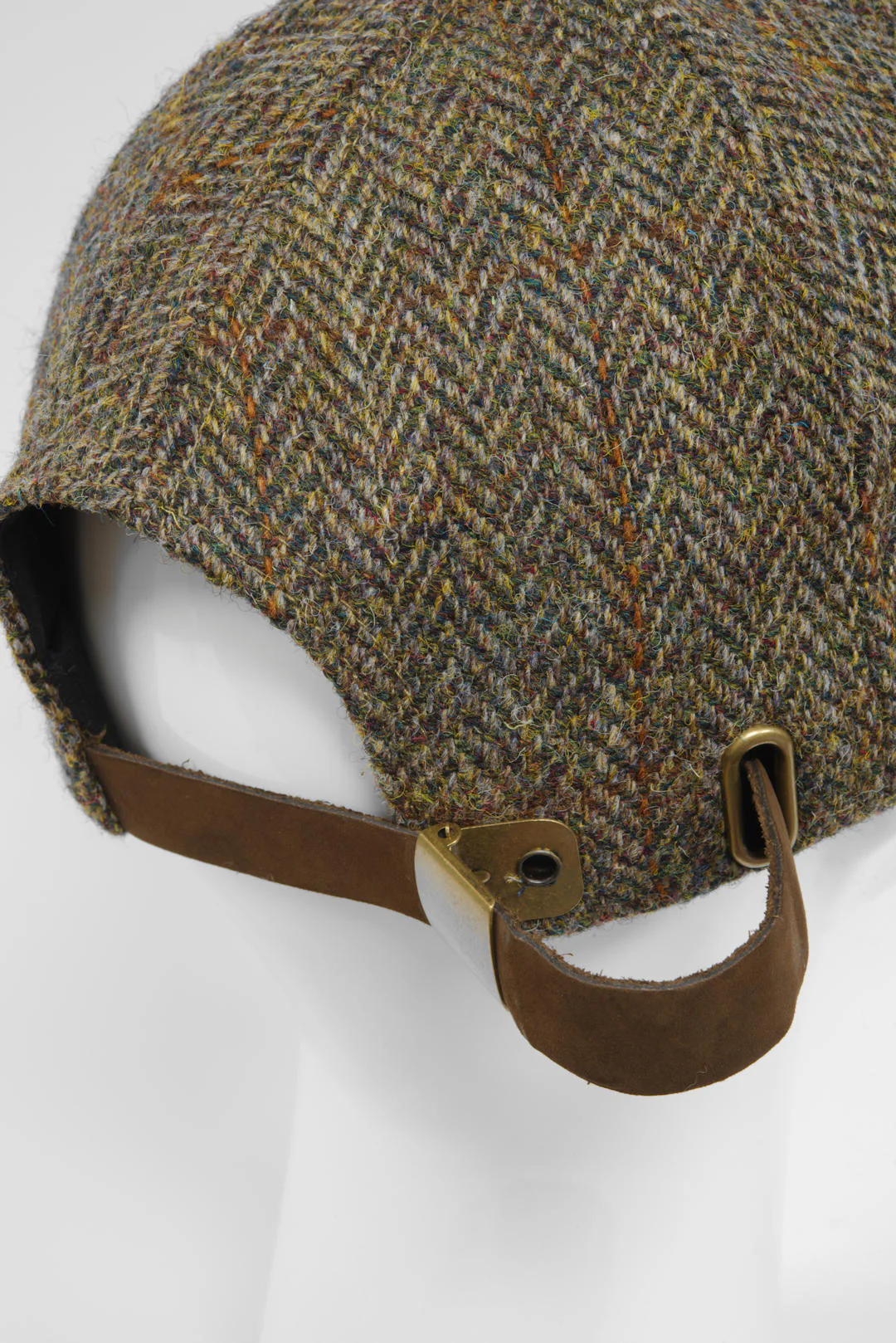 Harris Tweed Baseball Cap - Brown/Green Mix Herringbone (HH) - Image 7