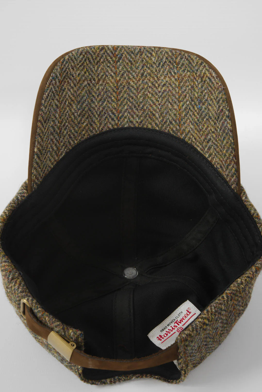 Harris Tweed Baseball Cap - Brown/Green Mix Herringbone (HH) - Image 8