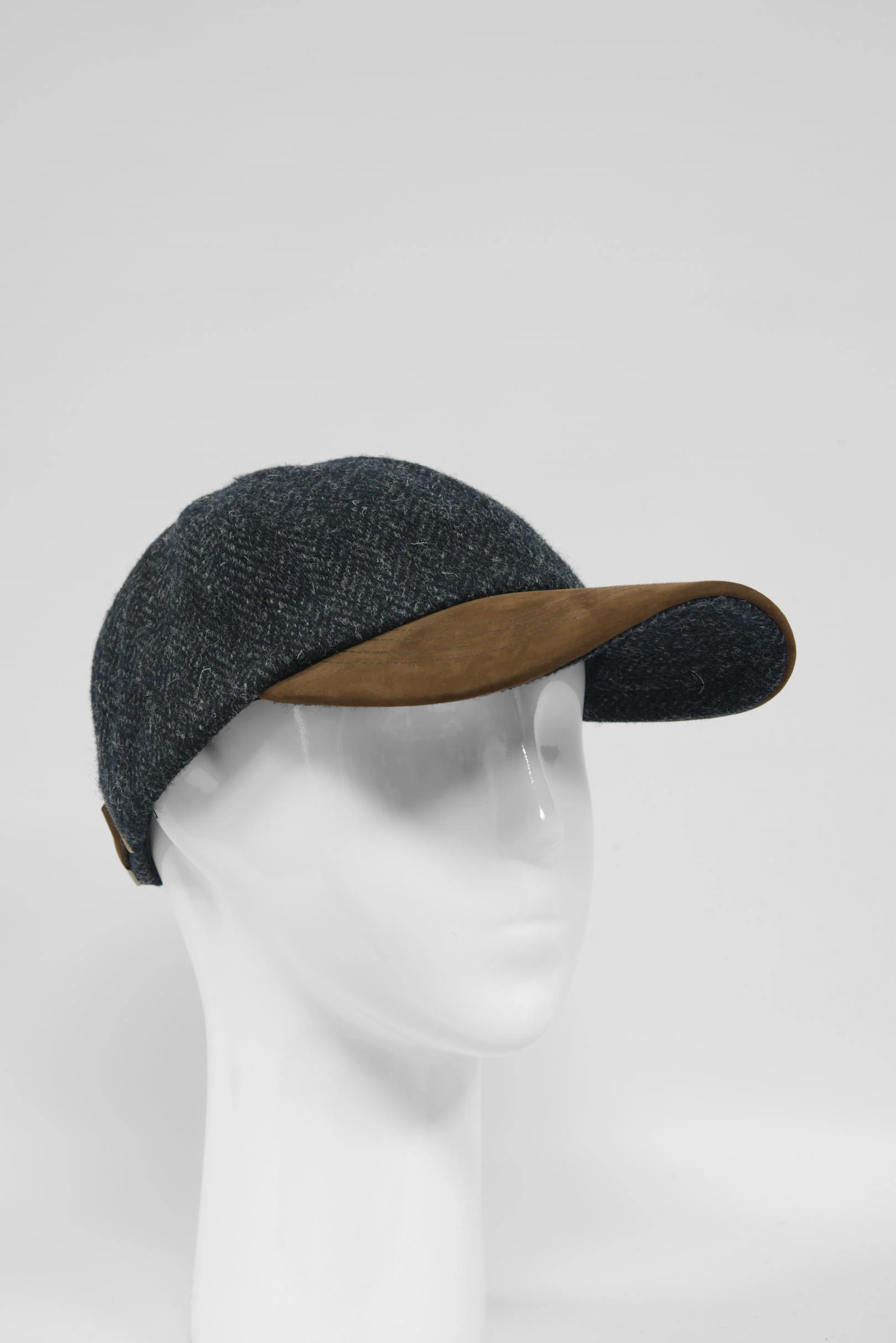 Harris Tweed Baseball Cap - Dark Charcoal Herringbone (HH) - Image 2