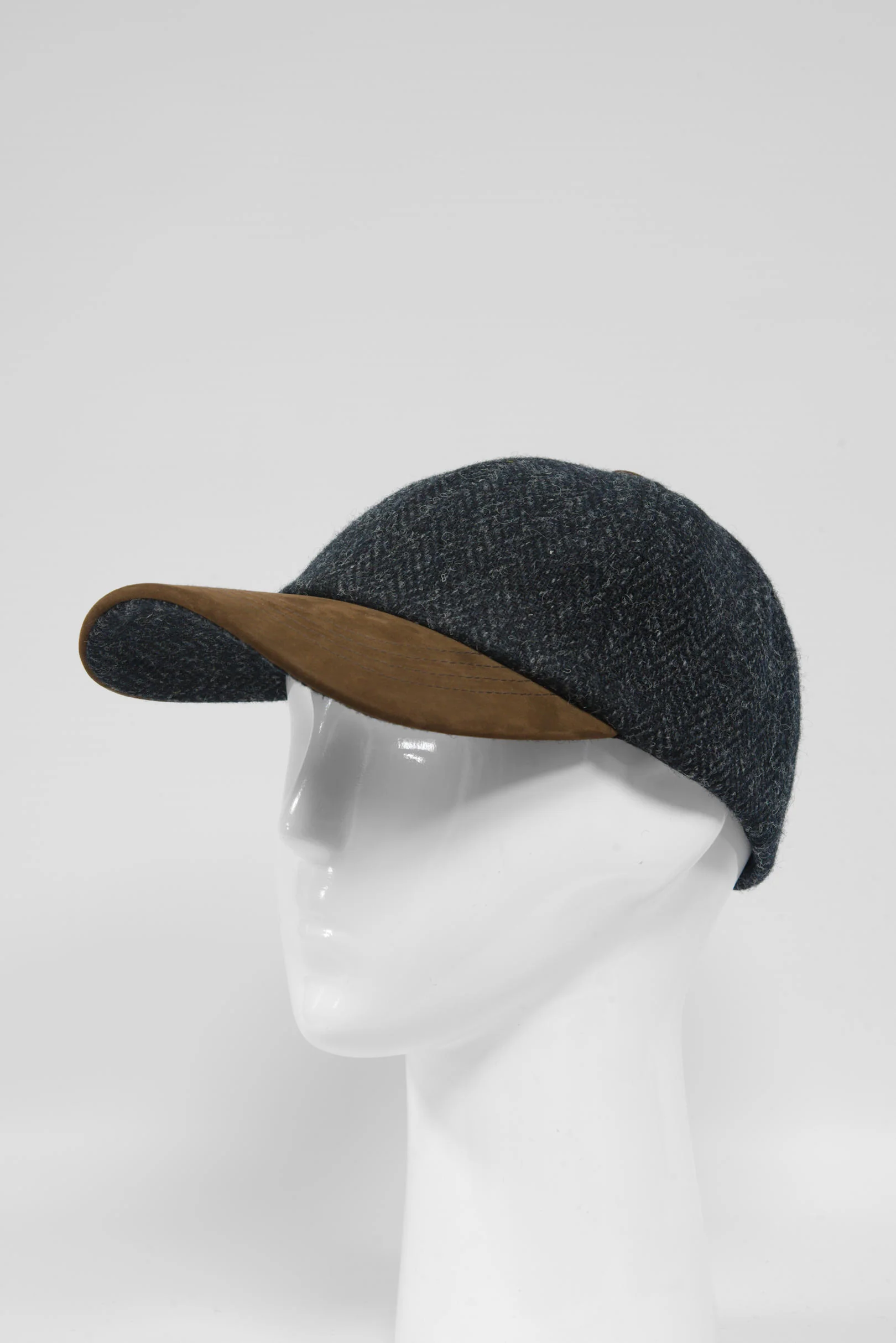 Harris Tweed Baseball Cap - Dark Charcoal Herringbone (HH) - Image 4