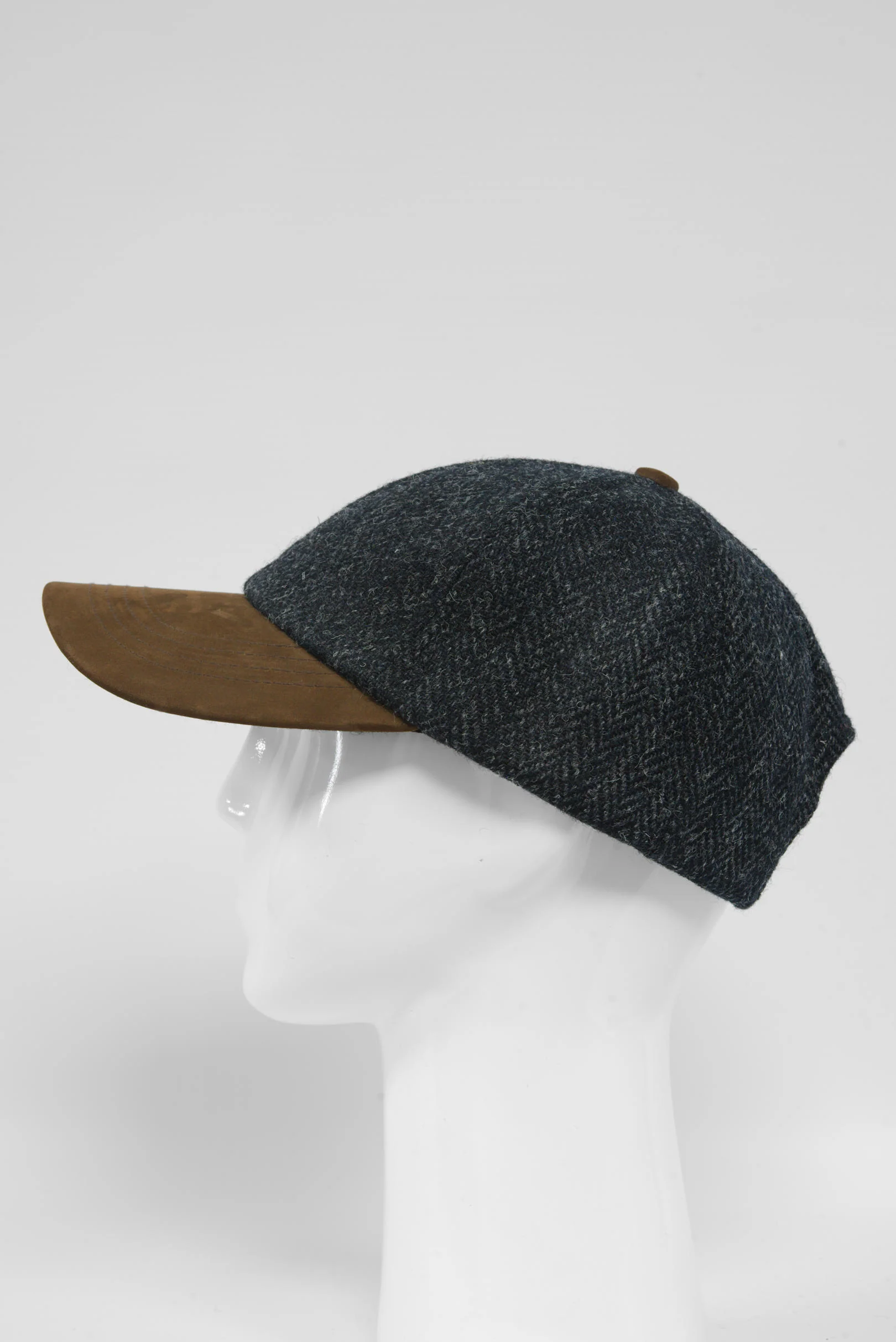 Harris Tweed Baseball Cap - Dark Charcoal Herringbone (HH) - Image 5