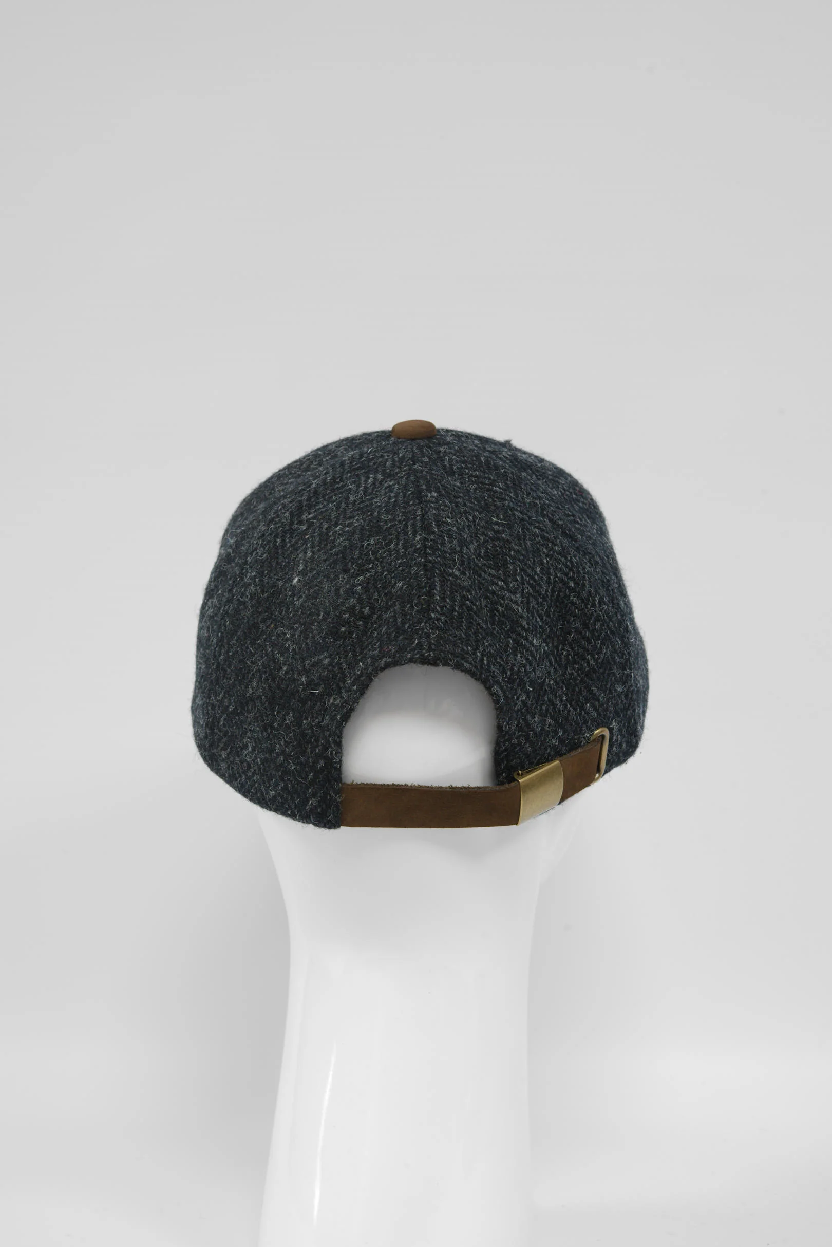 Harris Tweed Baseball Cap - Dark Charcoal Herringbone (HH) - Image 6