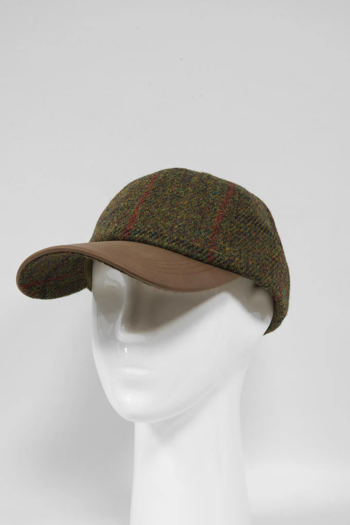Harris Tweed Baseball Cap - Green Check (HH) - Image 4