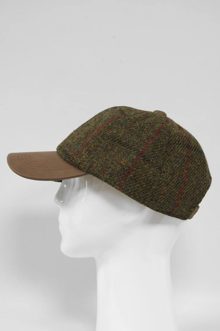 Harris Tweed Baseball Cap - Green Check (HH) - Image 5