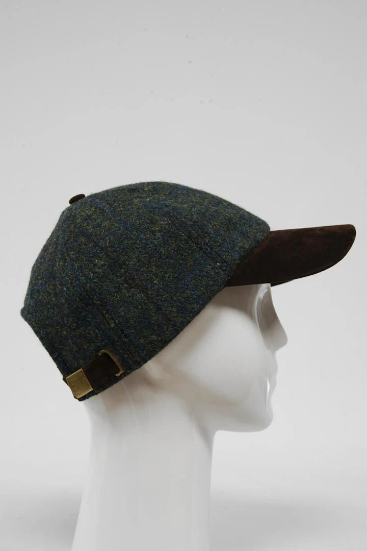 Harris Tweed Baseball Cap - Green Windowpane (HW)