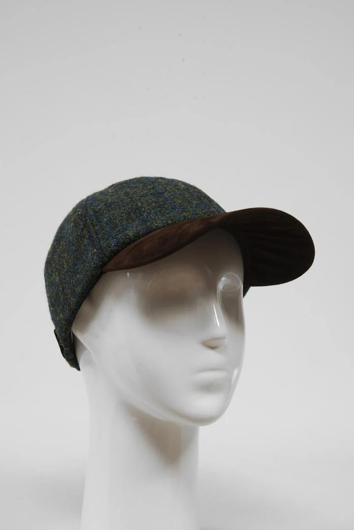 Harris Tweed Baseball Cap - Green Windowpane (HW) - Image 2
