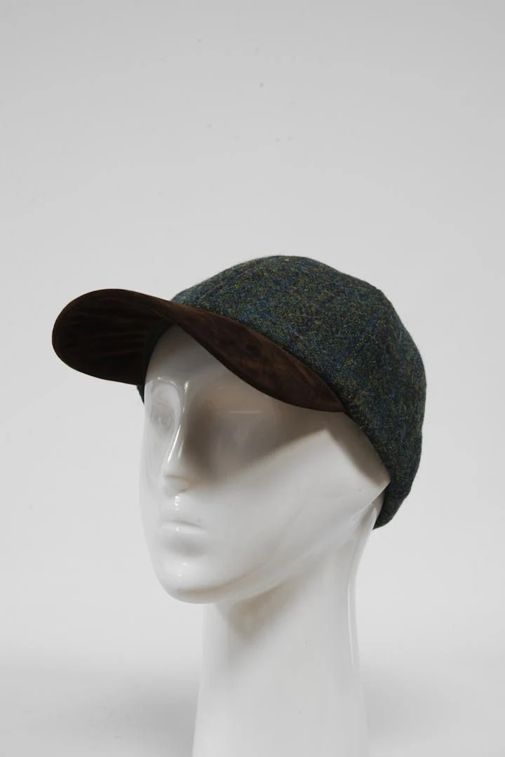 Harris Tweed Baseball Cap - Green Windowpane (HW) - Image 3