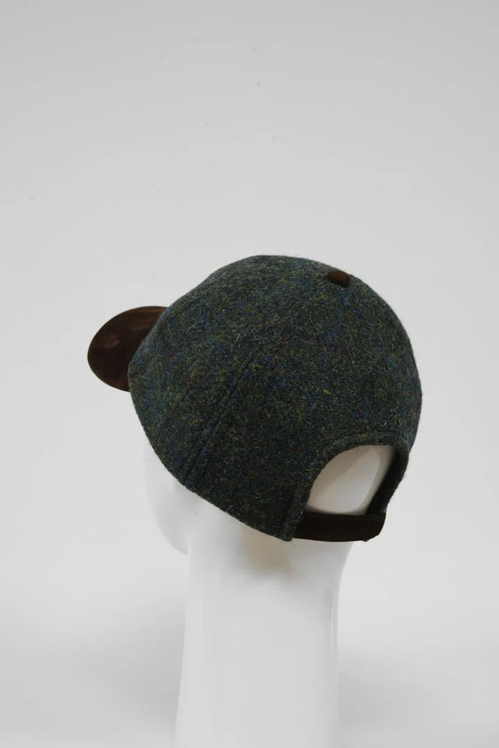 Harris Tweed Baseball Cap - Green Windowpane (HW) - Image 5