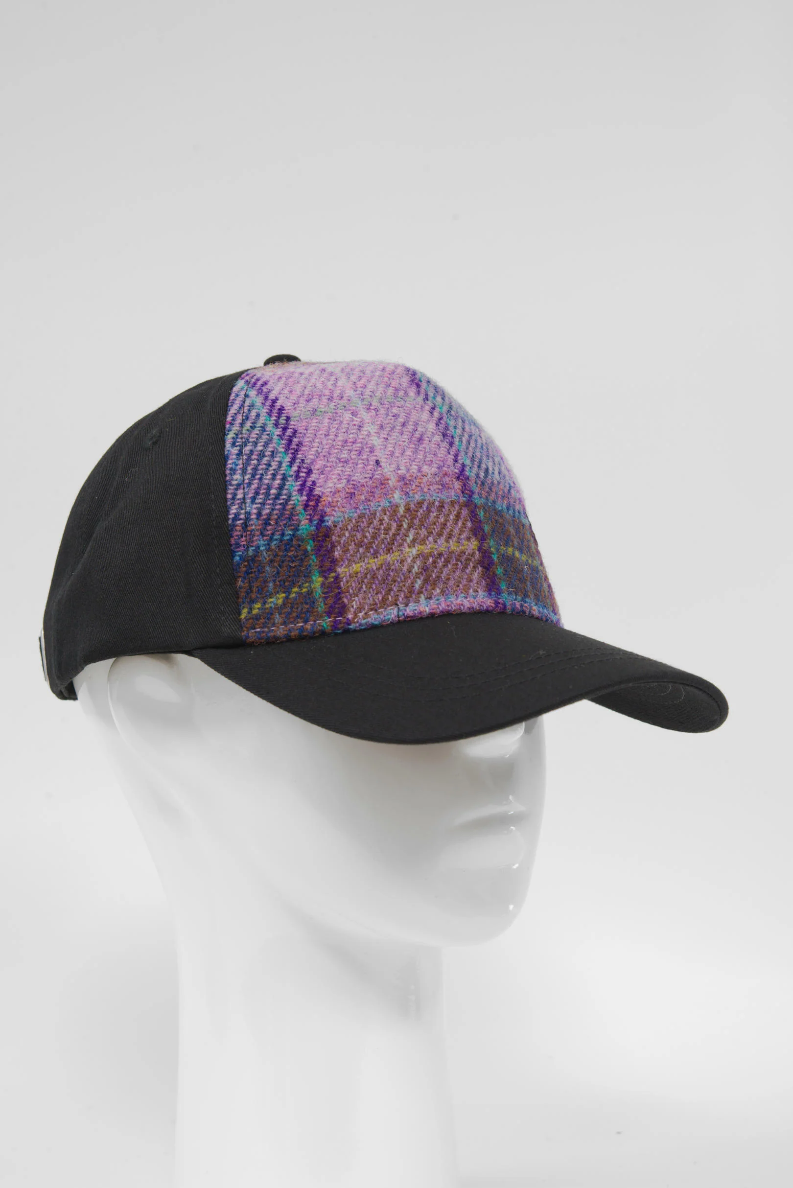 Harris Tweed Baseball Cap - Lilac Purple Check (GA) - Image 2
