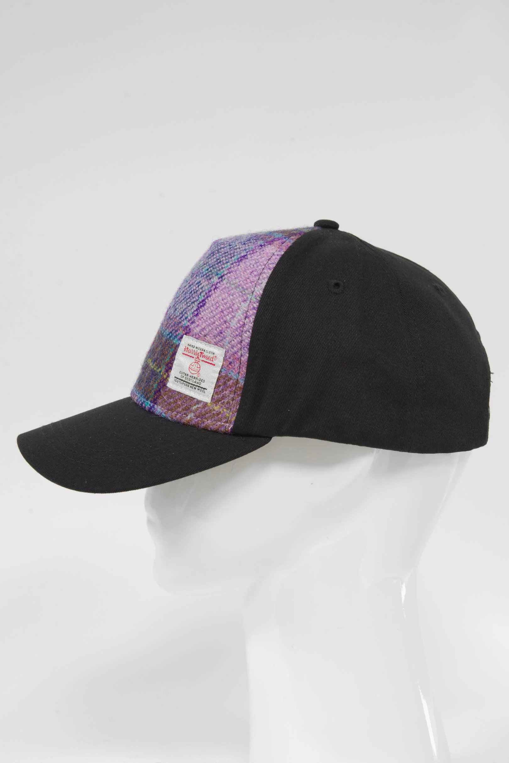 Harris Tweed Baseball Cap - Lilac Purple Check (GA) - Image 3