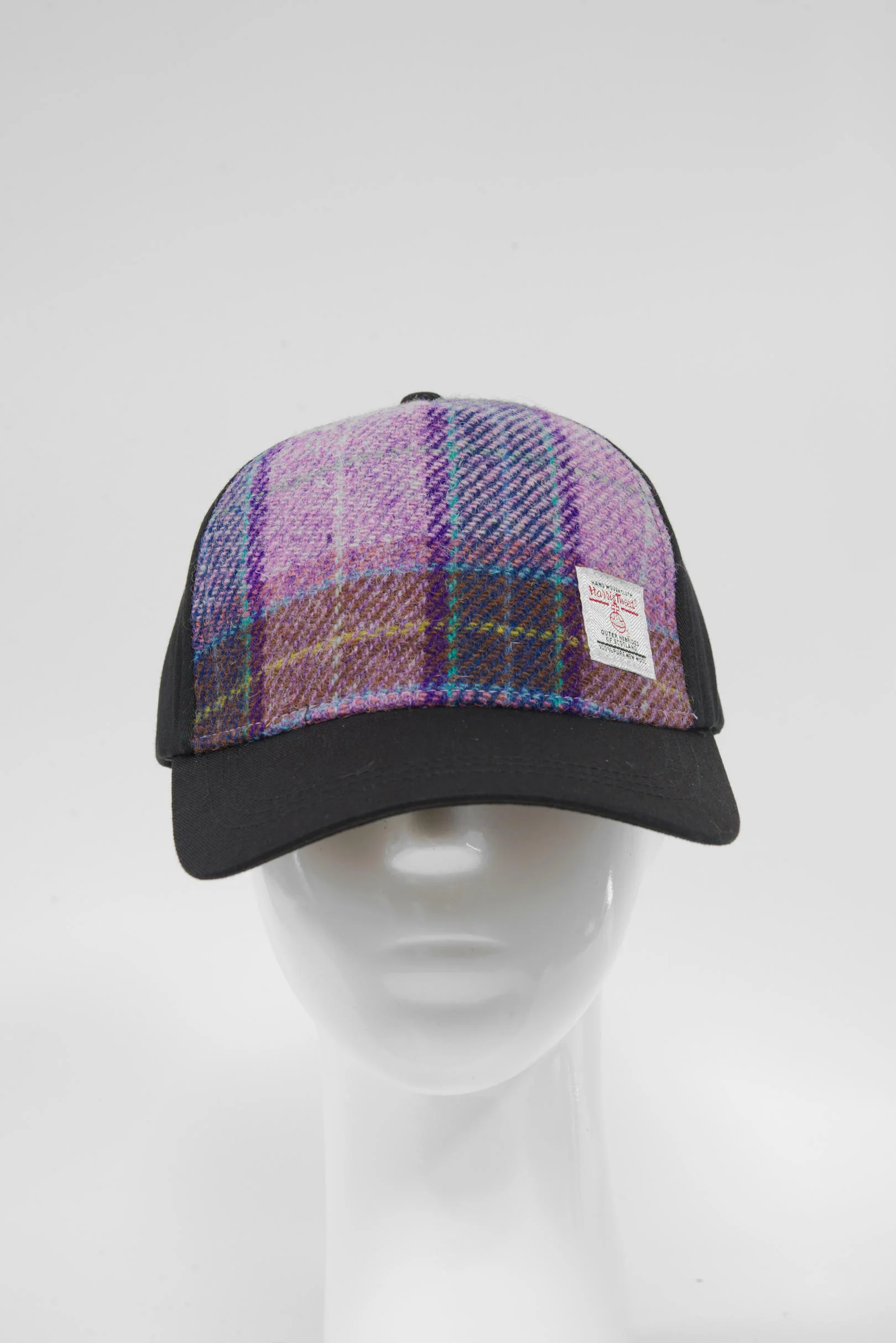 Harris Tweed Baseball Cap - Lilac Purple Check (GA) - Image 5