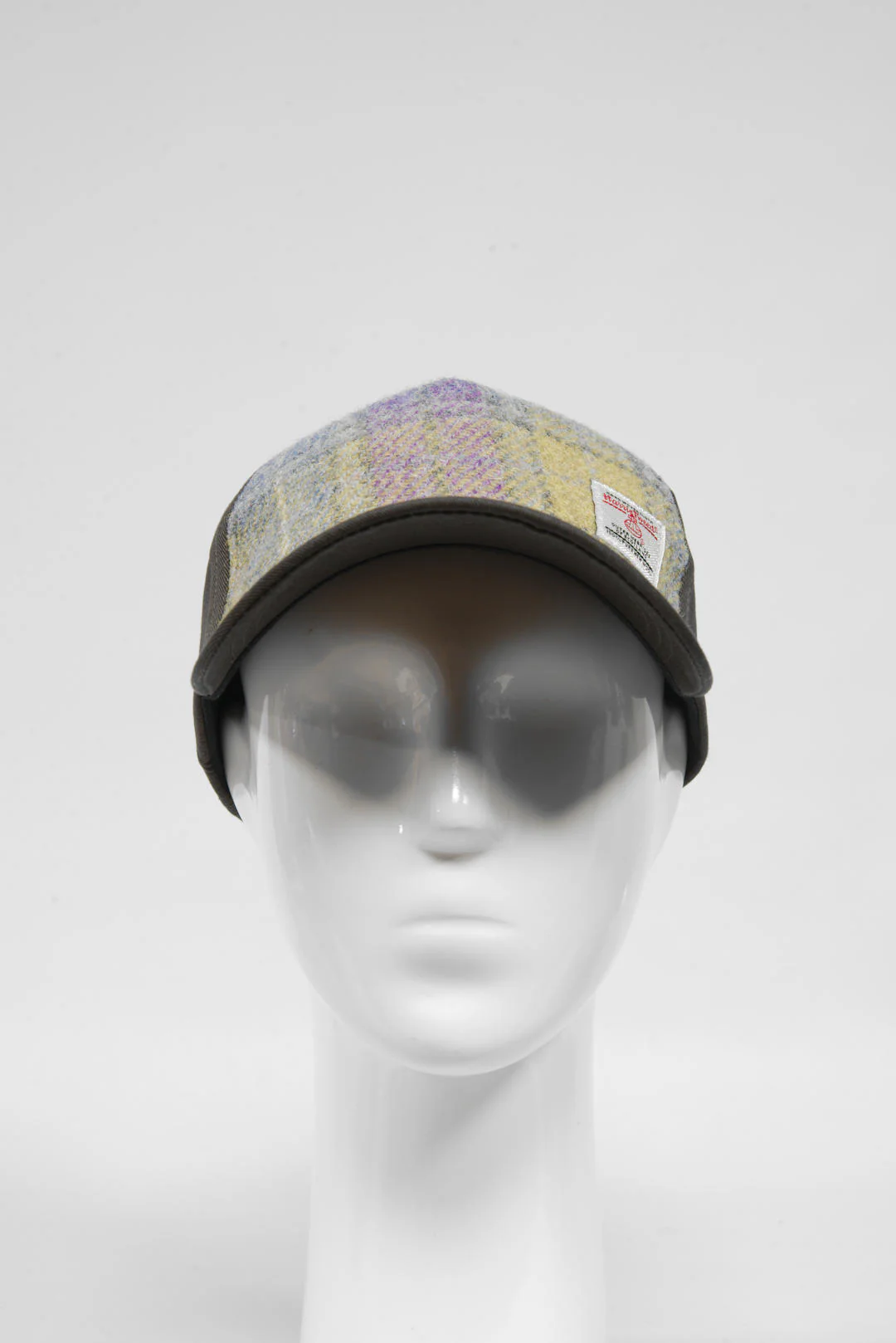 Harris Tweed Baseball Cap - Muted Lilac/Green Check (GA) - Image 3