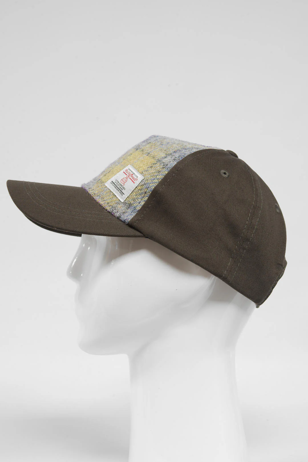 Harris Tweed Baseball Cap - Muted Lilac/Green Check (GA) - Image 5