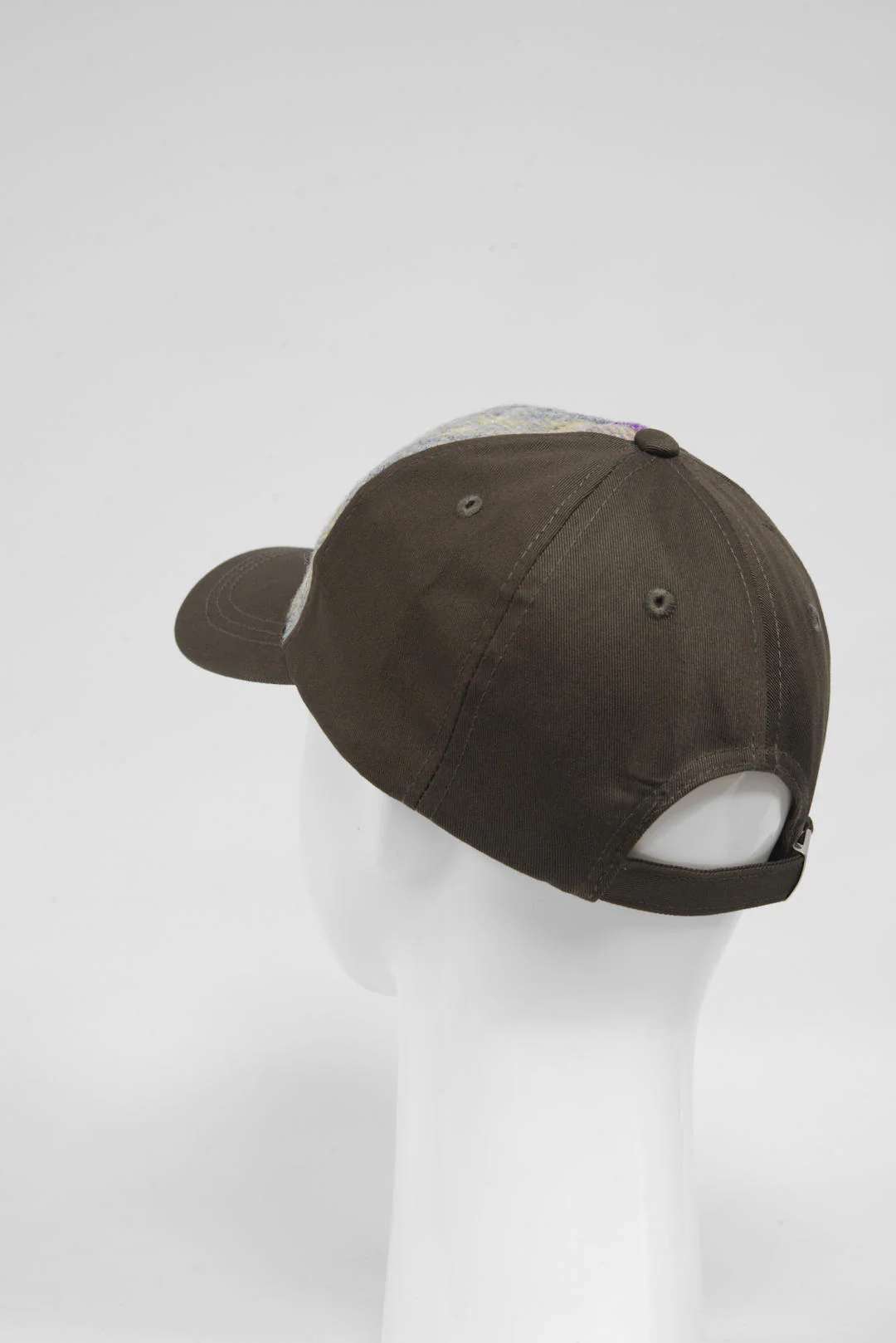 Harris Tweed Baseball Cap - Muted Lilac/Green Check (GA) - Image 6