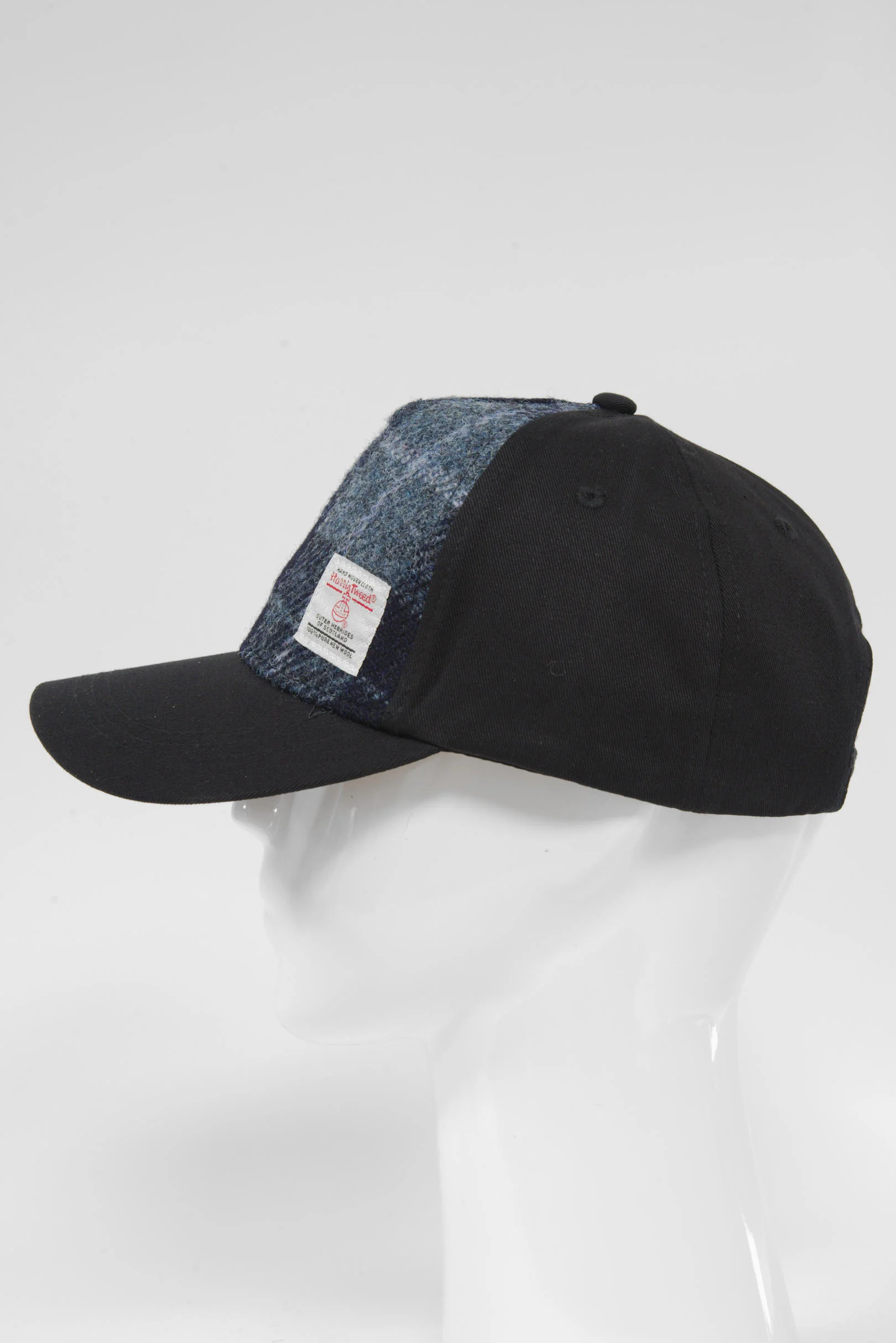 Harris Tweed Baseball Cap - Navy/Blue Check (GA) - Image 5