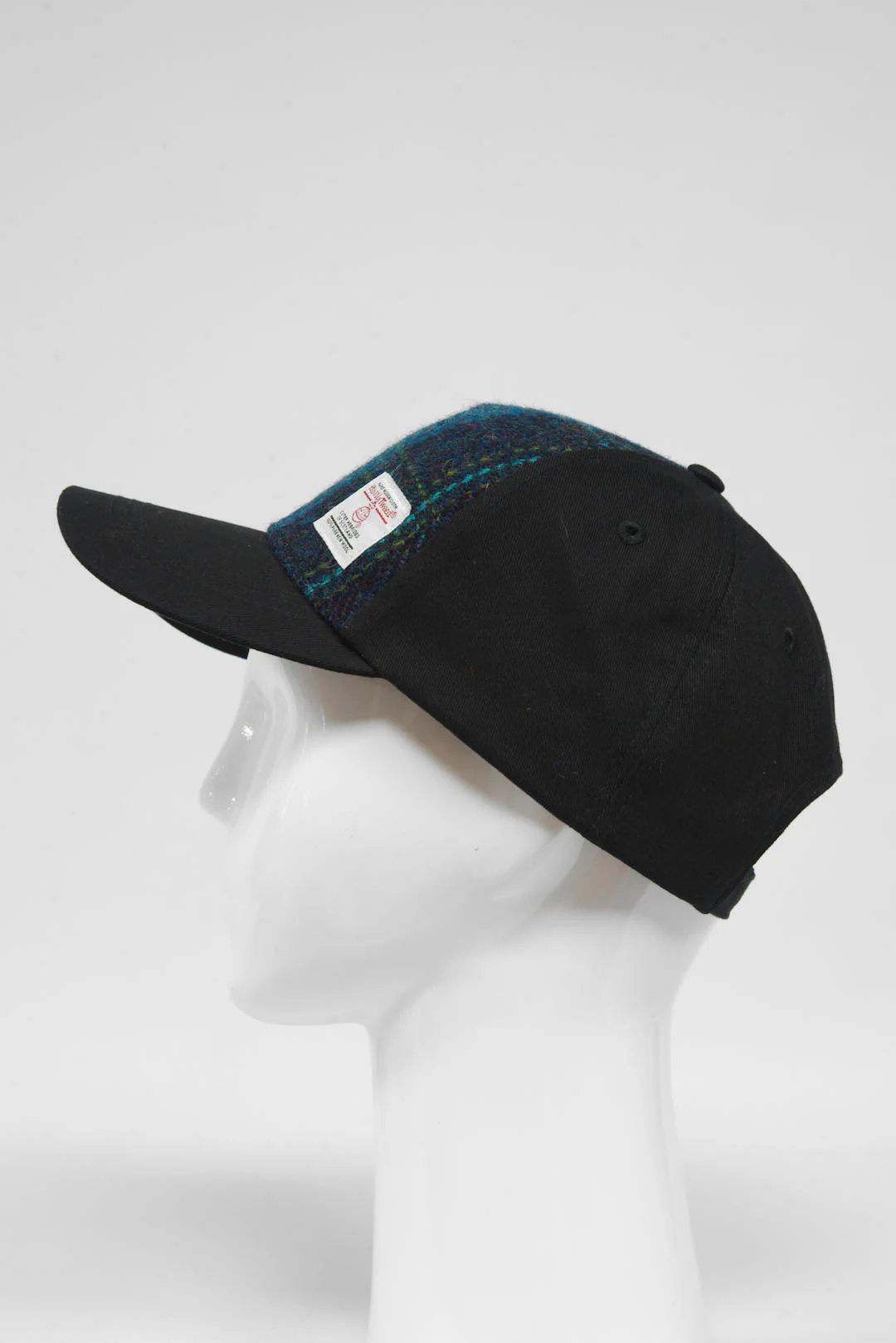 Harris Tweed Baseball Cap - Navy w/Teal Overcheck (GA) - Image 4