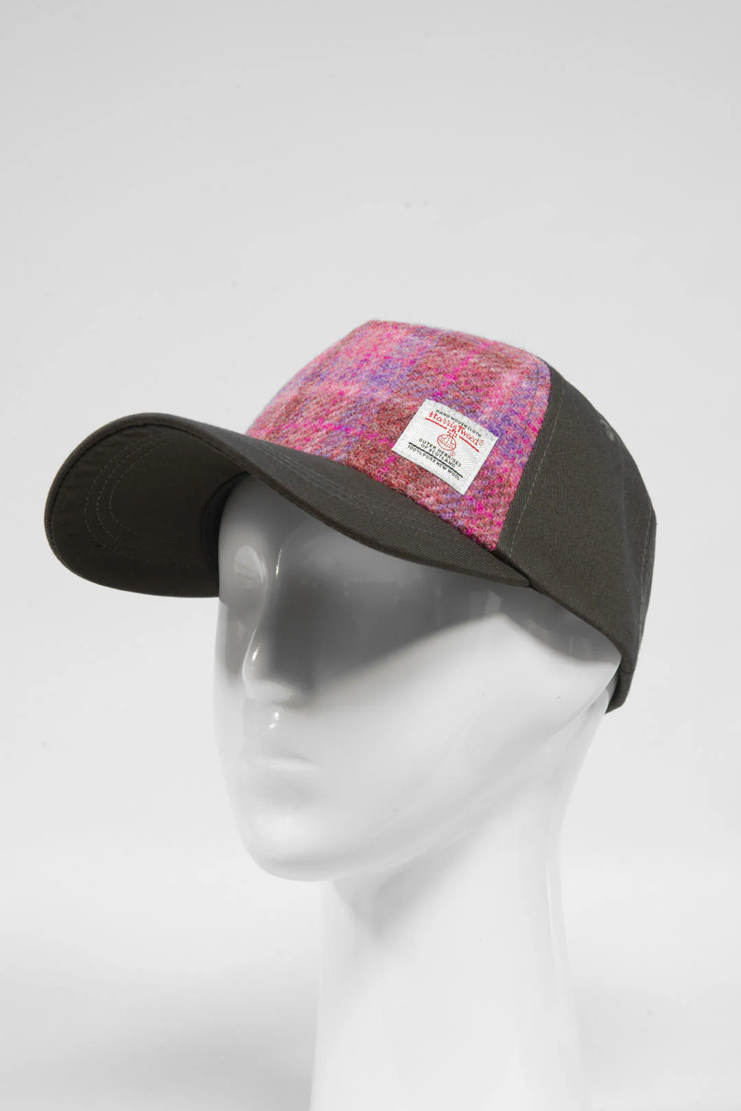Harris Tweed Baseball Cap - Pink/Lilac Check (GA) - Image 4