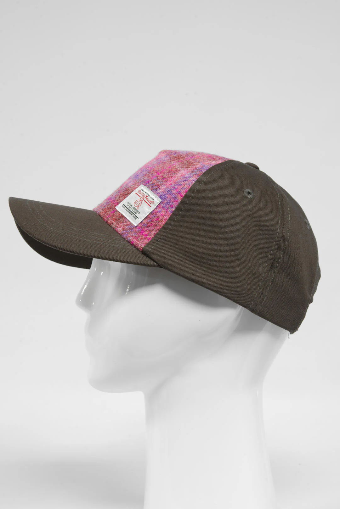 Harris Tweed Baseball Cap - Pink/Lilac Check (GA) - Image 5