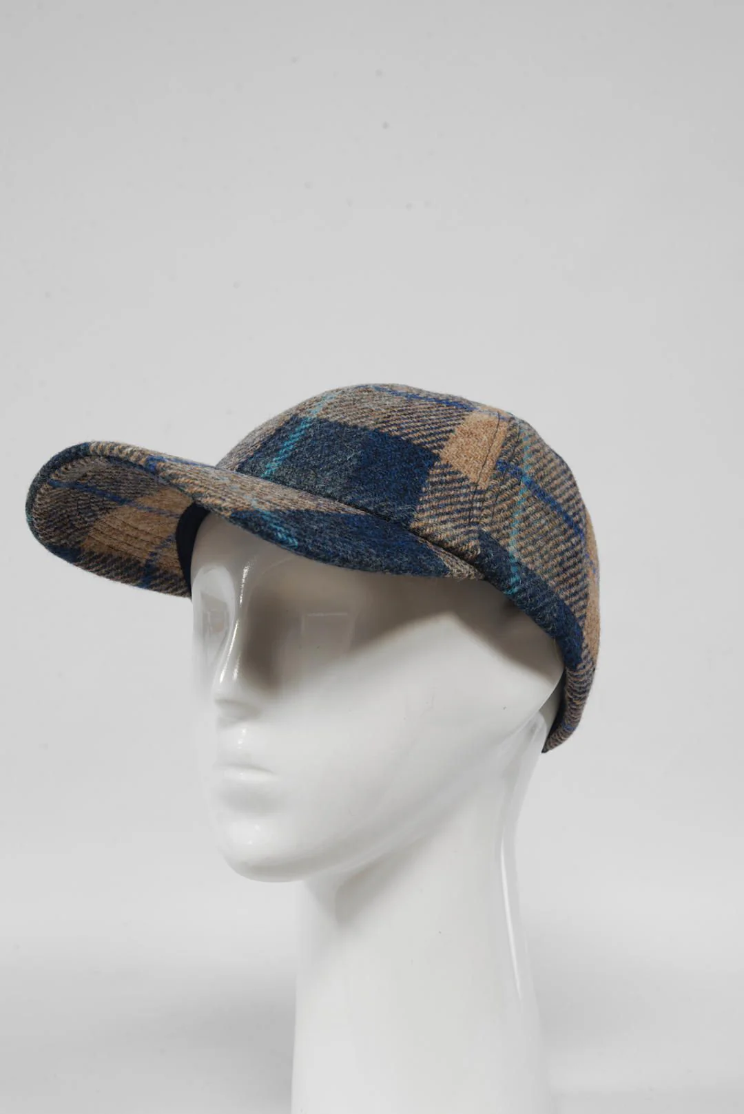 Harris Tweed Baseball Cap - Sand Navy Check (HH) - Image 3