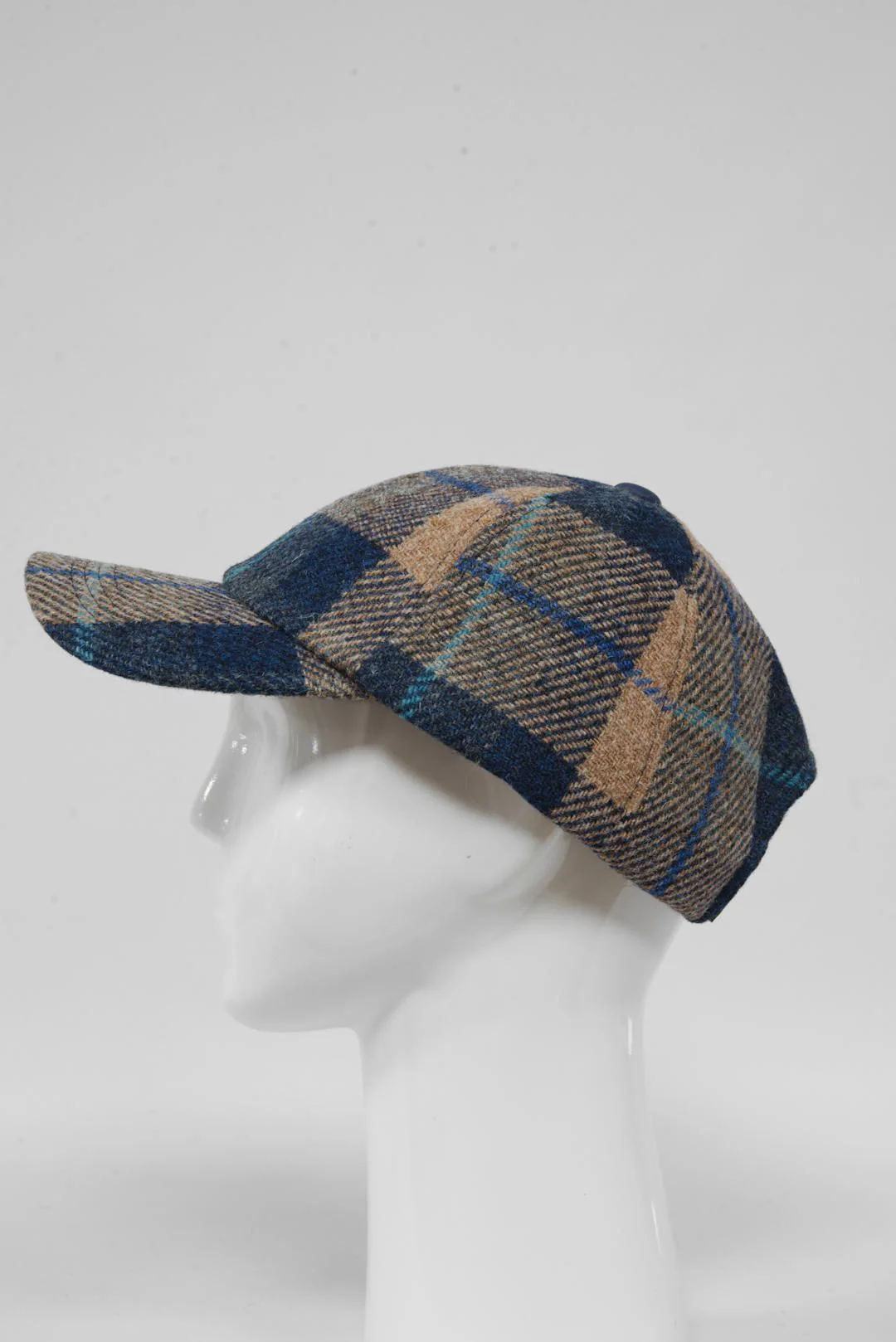 Harris Tweed Baseball Cap - Sand Navy Check (HH) - Image 4