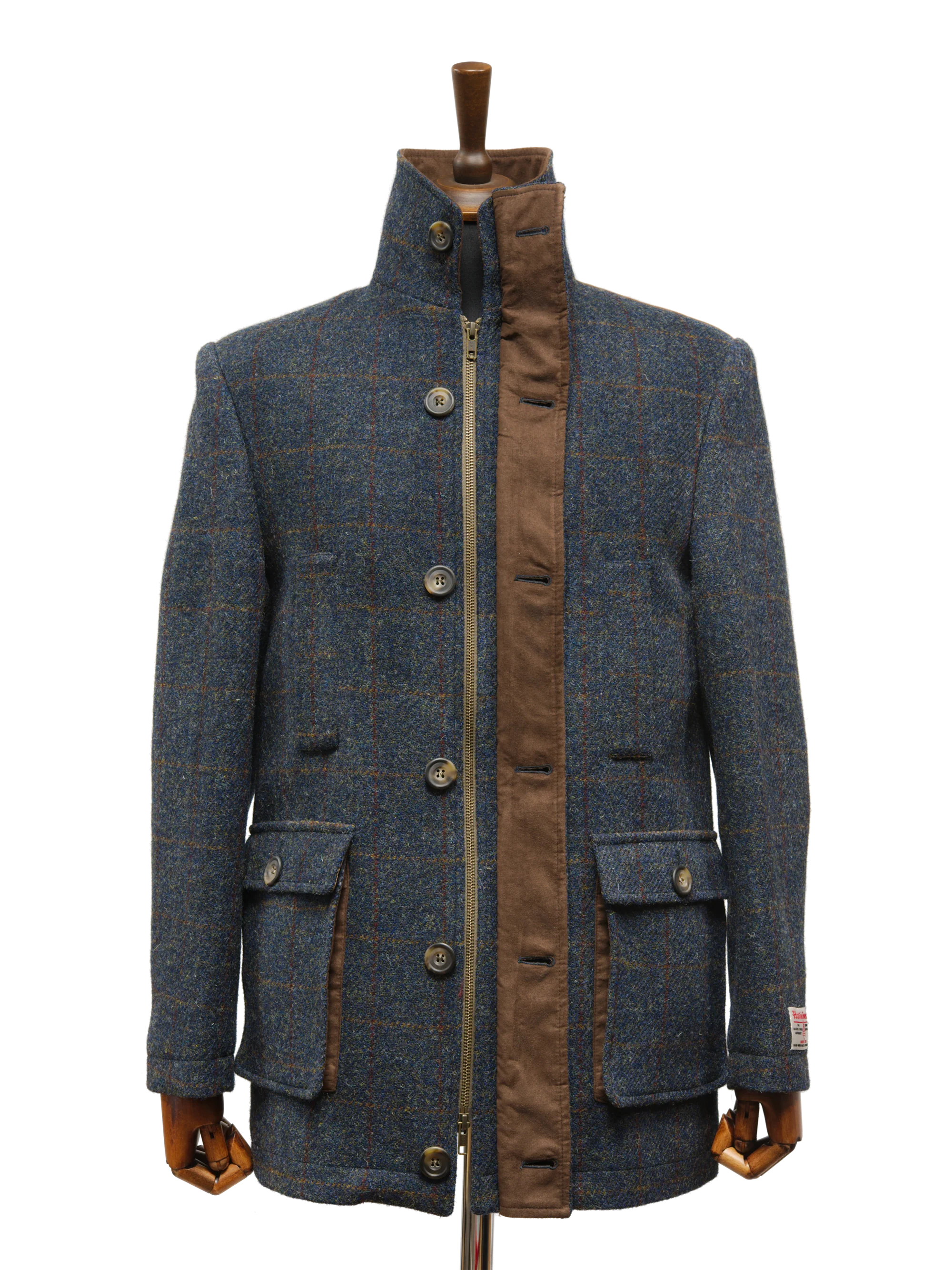 Harris Tweed Boyd Field Coat - Blue Multi - Image 2