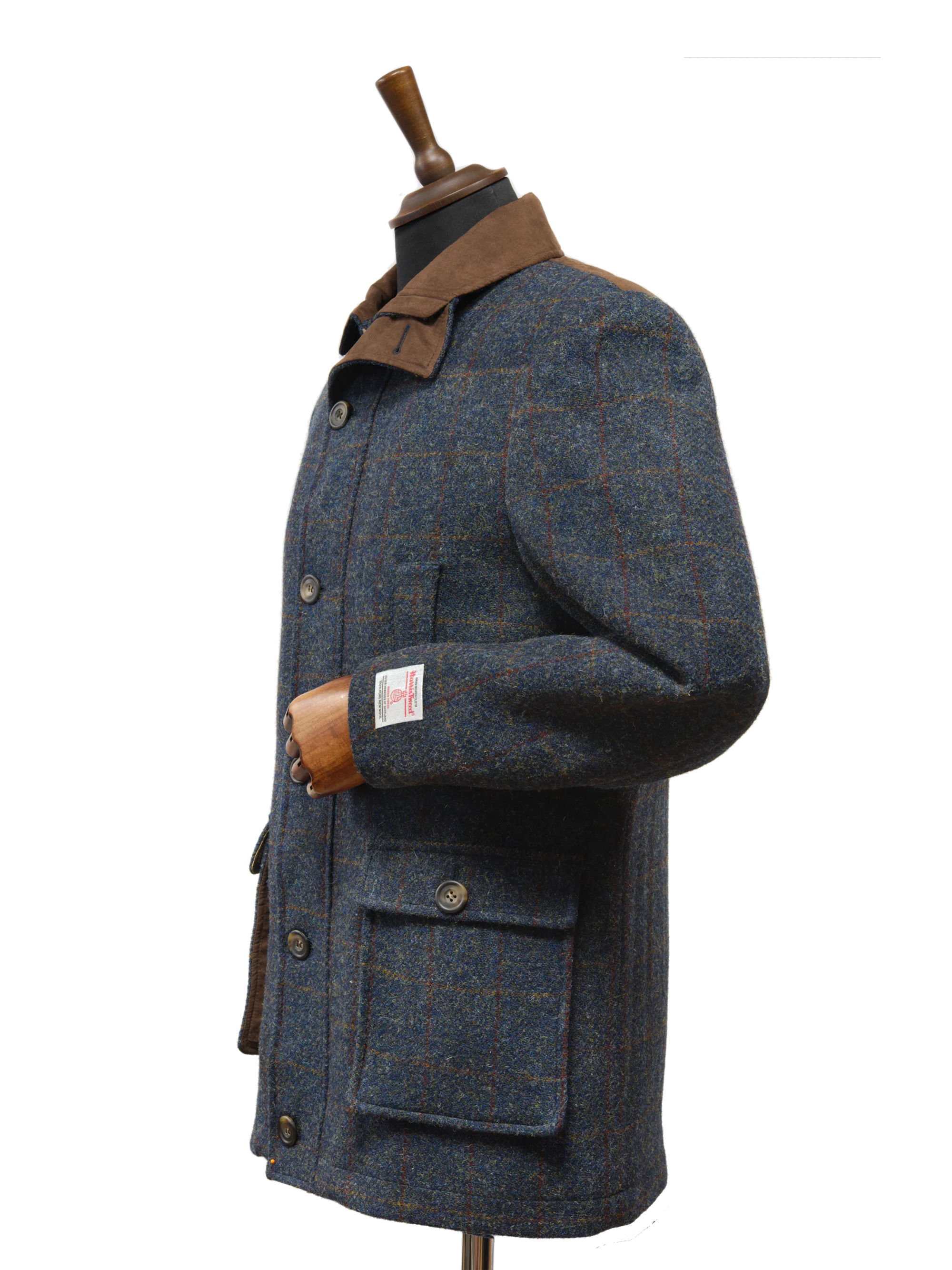 Harris Tweed Boyd Field Coat - Blue Multi - Image 4