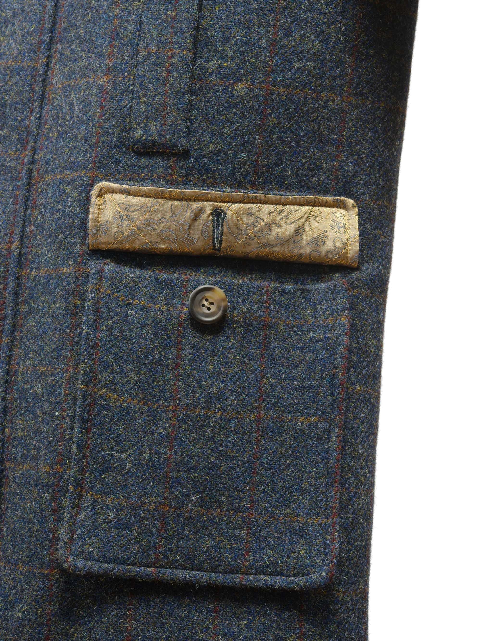Harris Tweed Boyd Field Coat - Blue Multi - Image 8