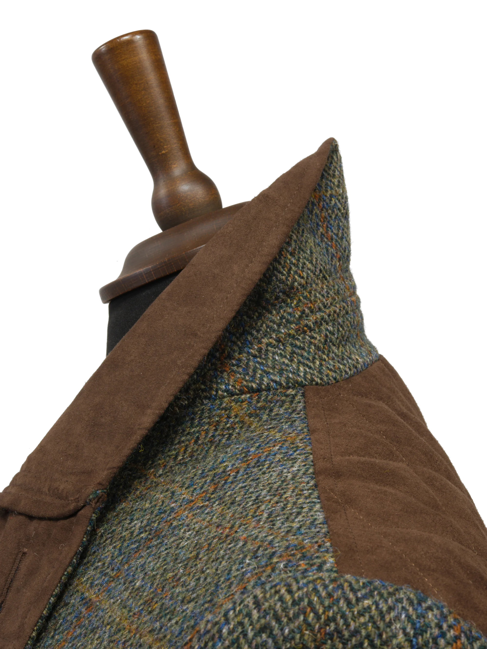 Harris Tweed Boyd Field Coat - Green Herringbone With Overcheck - Image 6