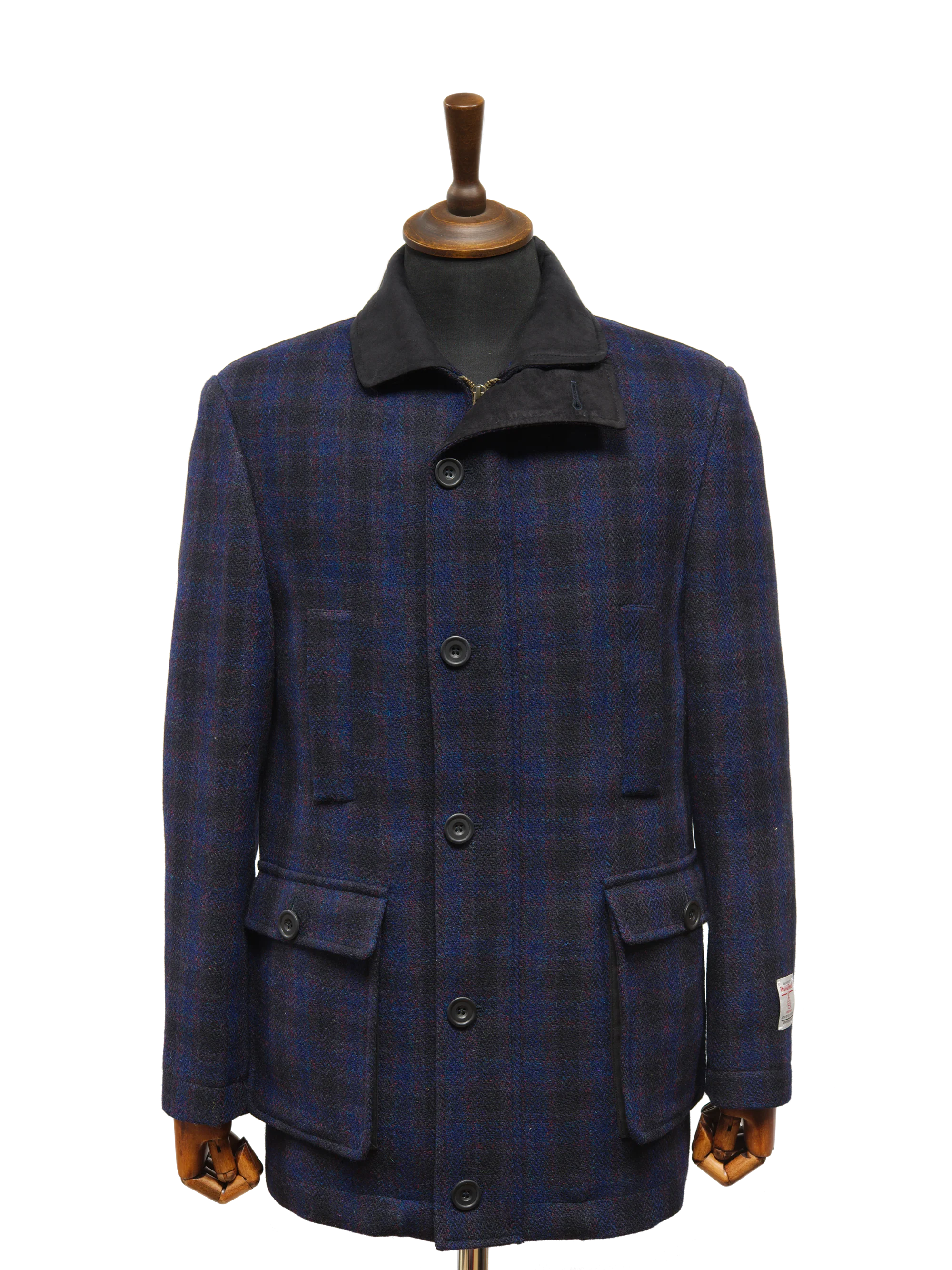 Harris Tweed Boyd Field Coat - Navy Block Check