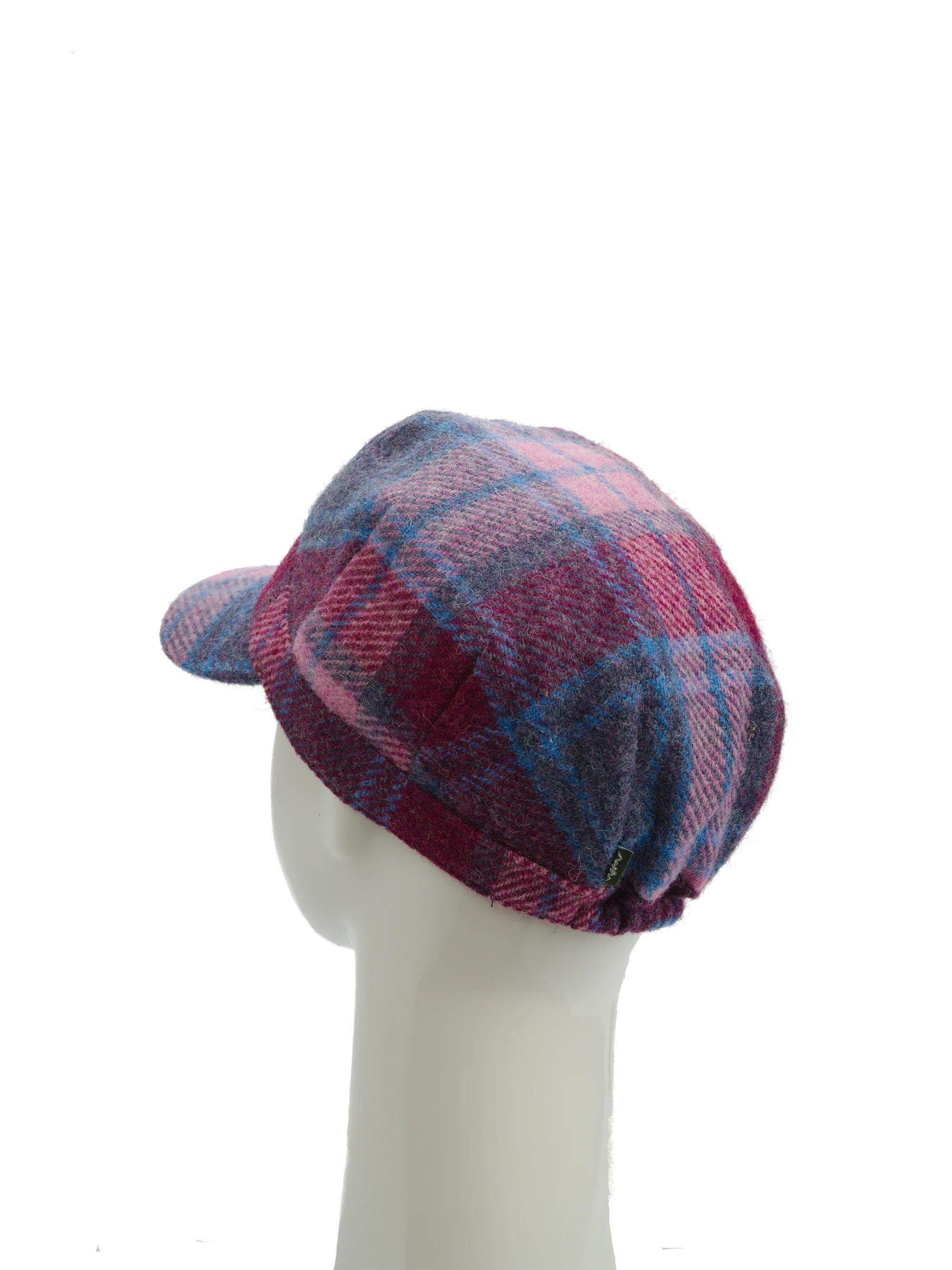 Harris Tweed Cadet Cap - Pink Blue Check (HH) - Image 5