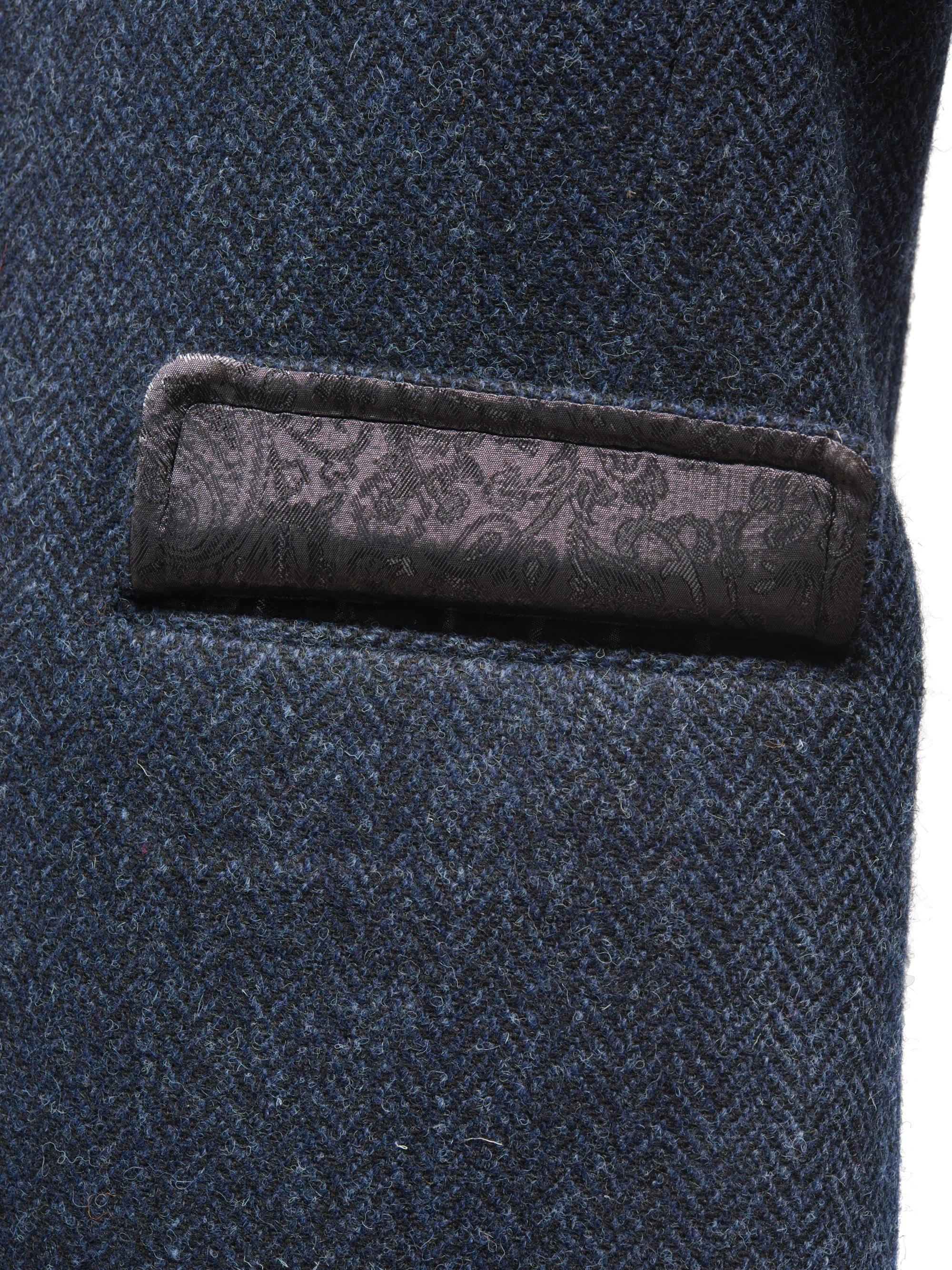 Harris Tweed Chelsea Coat - Navy Herringbone - Image 7