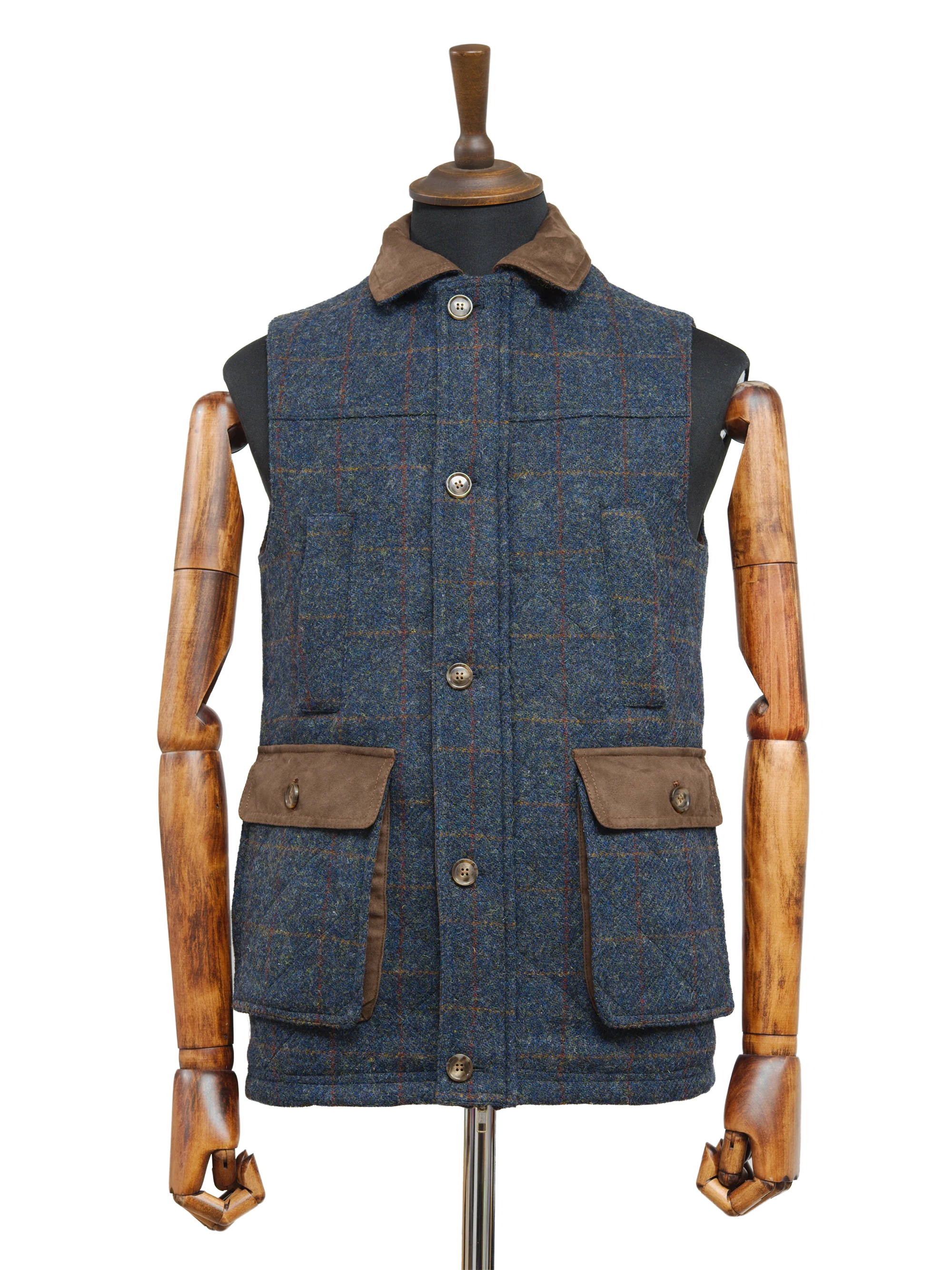 Harris Tweed Chuck Country Gilet - Blue Multi - Image 2