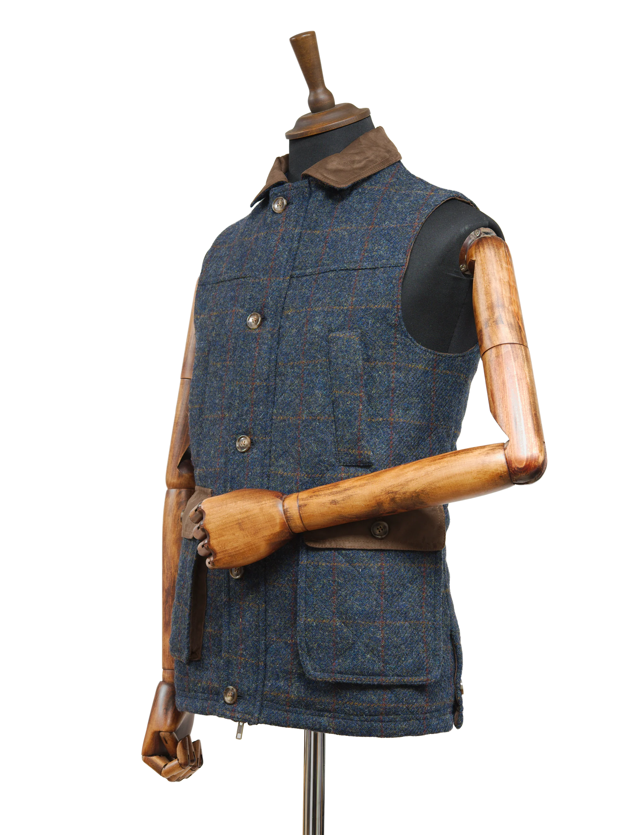Harris Tweed Chuck Country Gilet - Blue Multi - Image 3