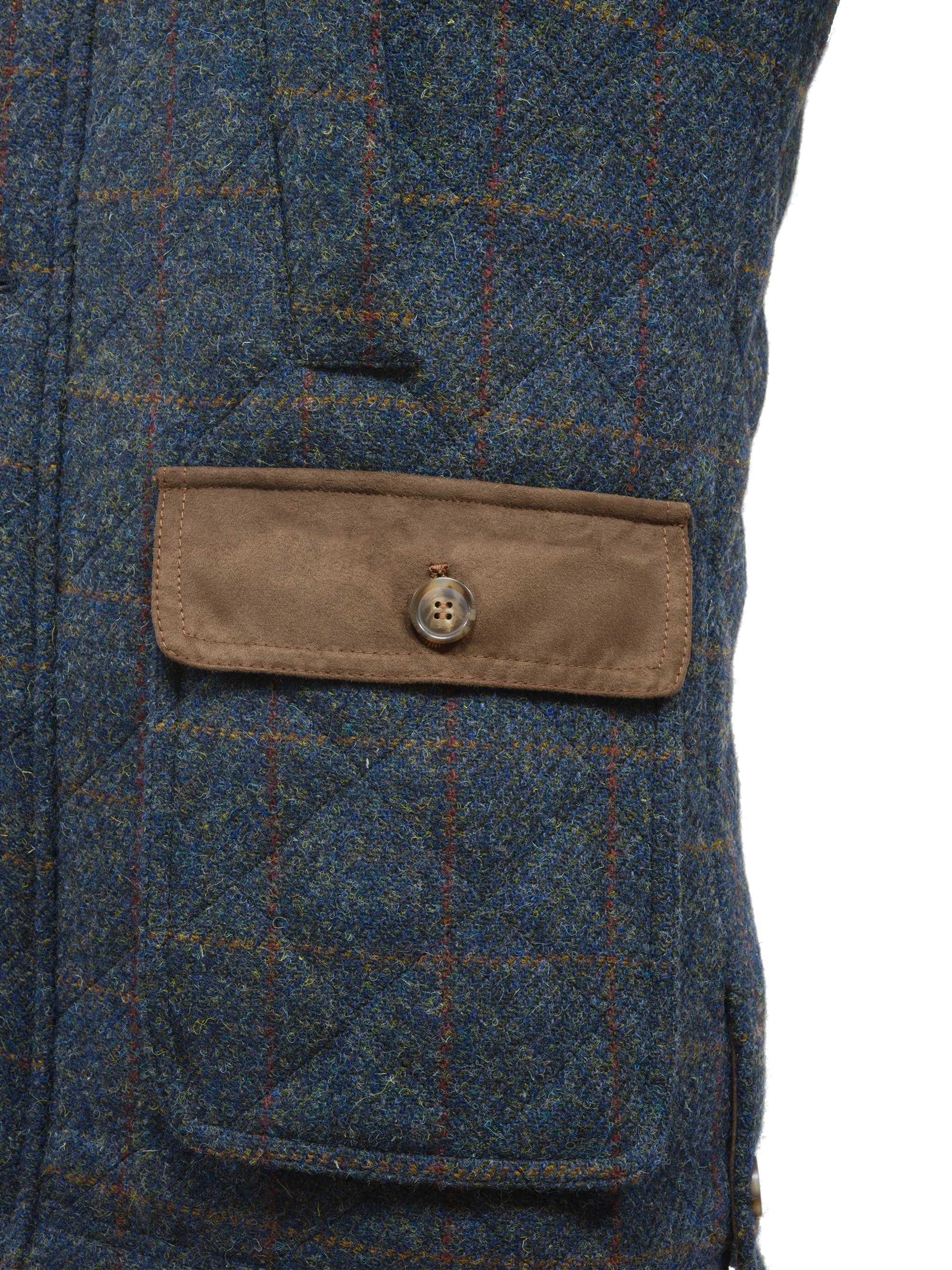 Harris Tweed Chuck Country Gilet - Blue Multi - Image 5