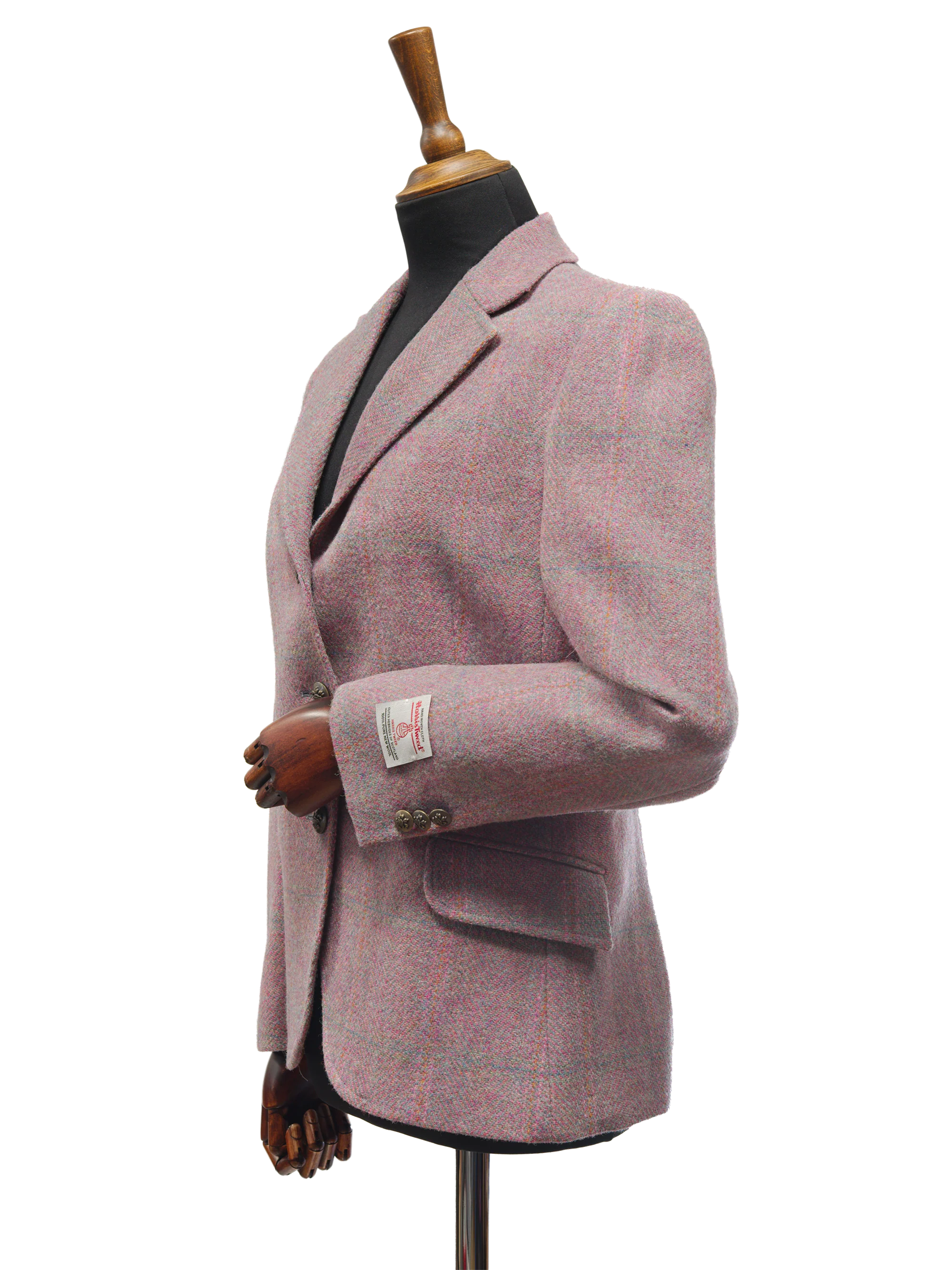 Harris Tweed Claire Jacket - Pink Check - Image 3