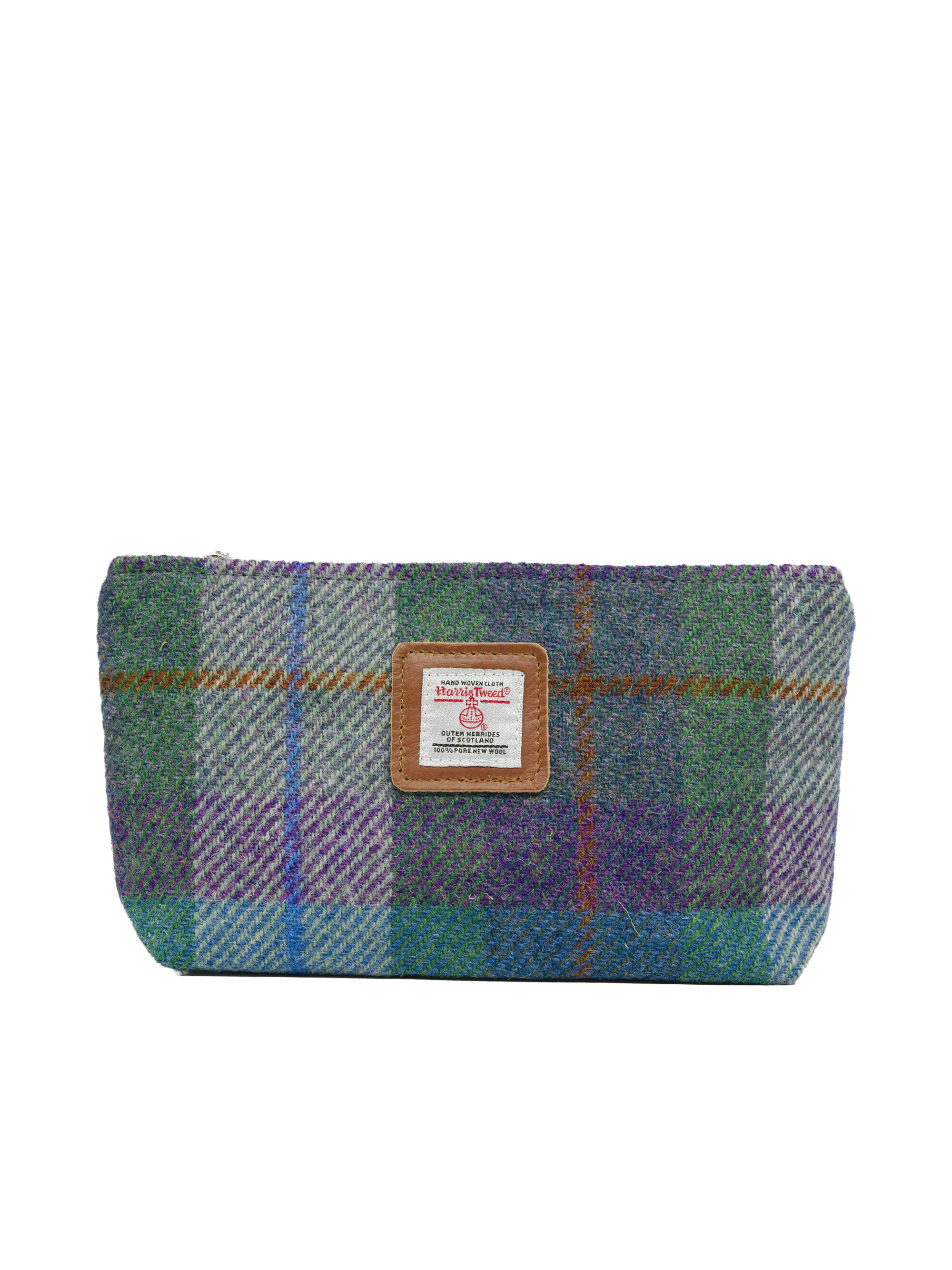 Harris Tweed Cosmetic Bag - A0173 (Tan Leather)