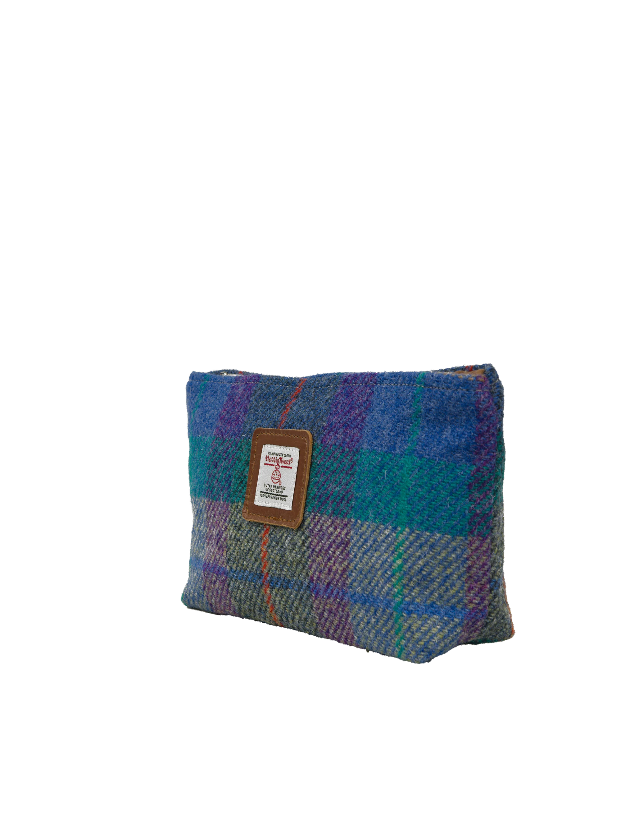 Harris Tweed Cosmetic Bag - A085 (Tan Leather) - Image 2